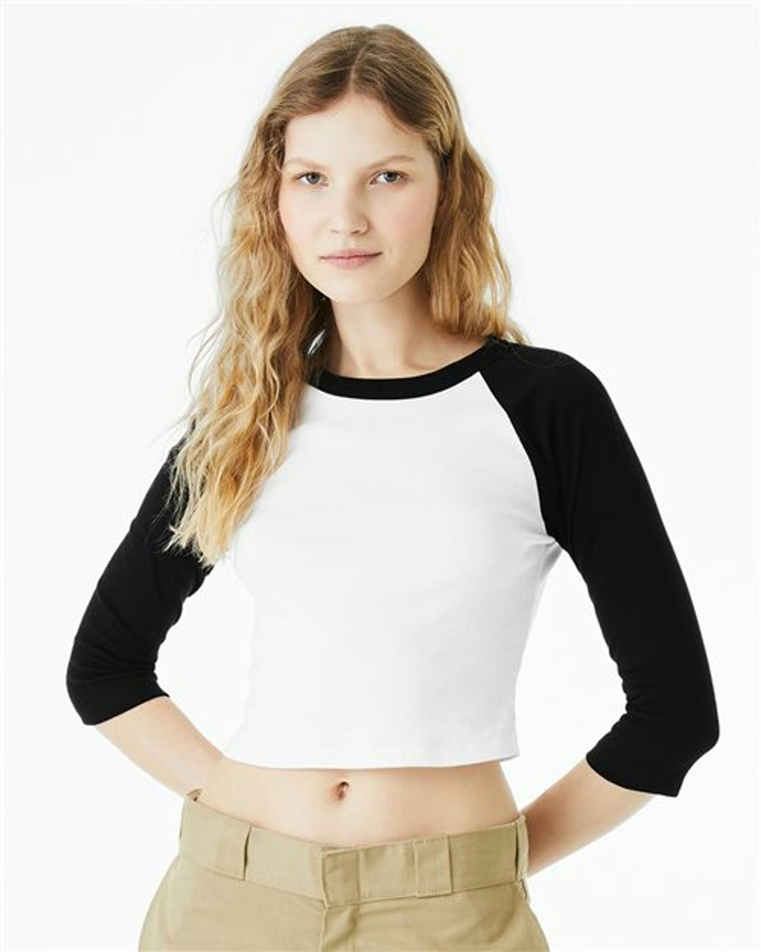 Women's Micro Rib 3/4 Raglan Sleeve Baby Tee [1200]