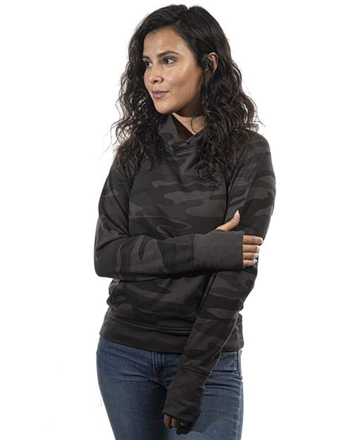 Women's Enzyme-Washed French Terry Hooded Sweatshirt [5605]