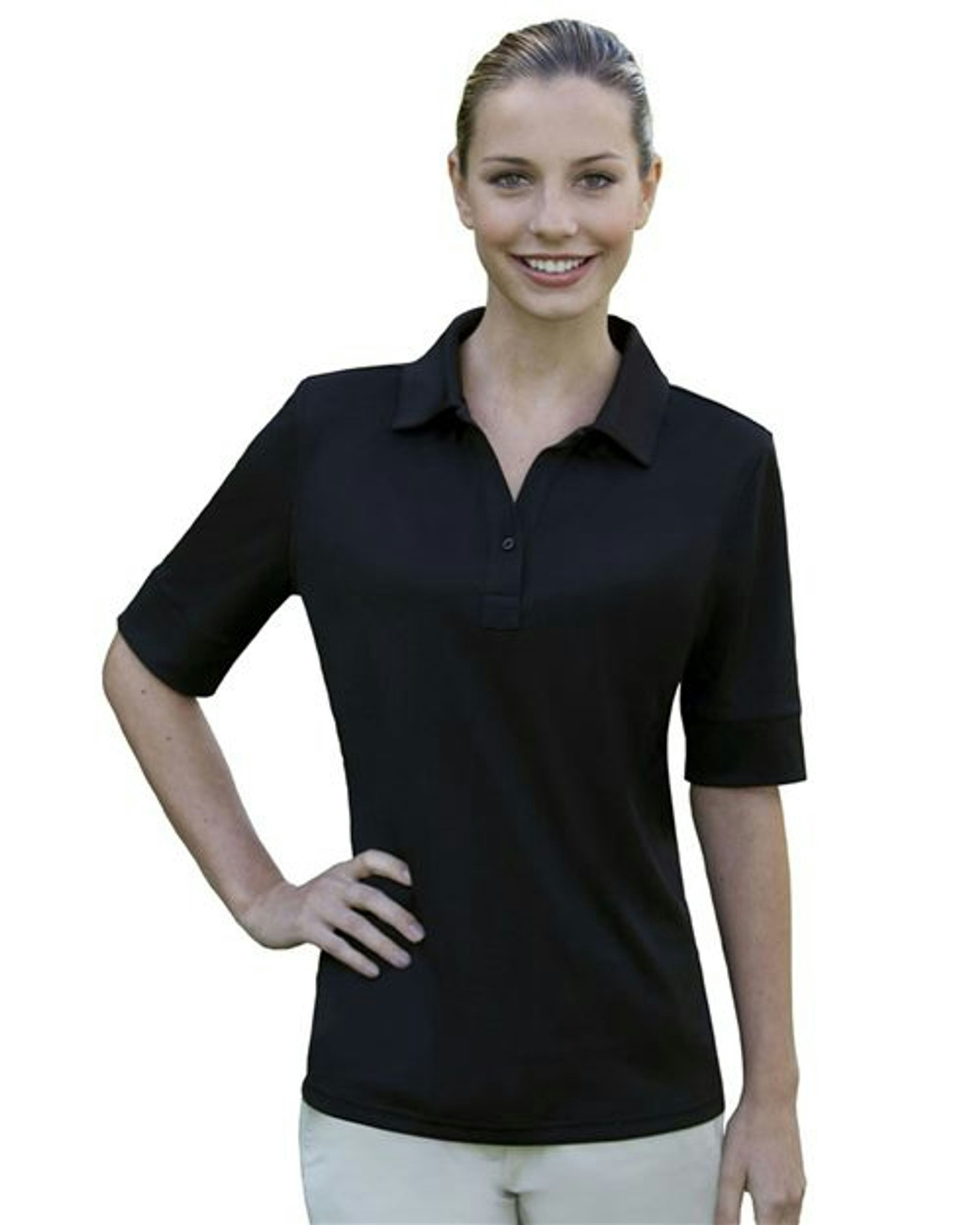 Women's Solid Jersey Polo [13Z0117]