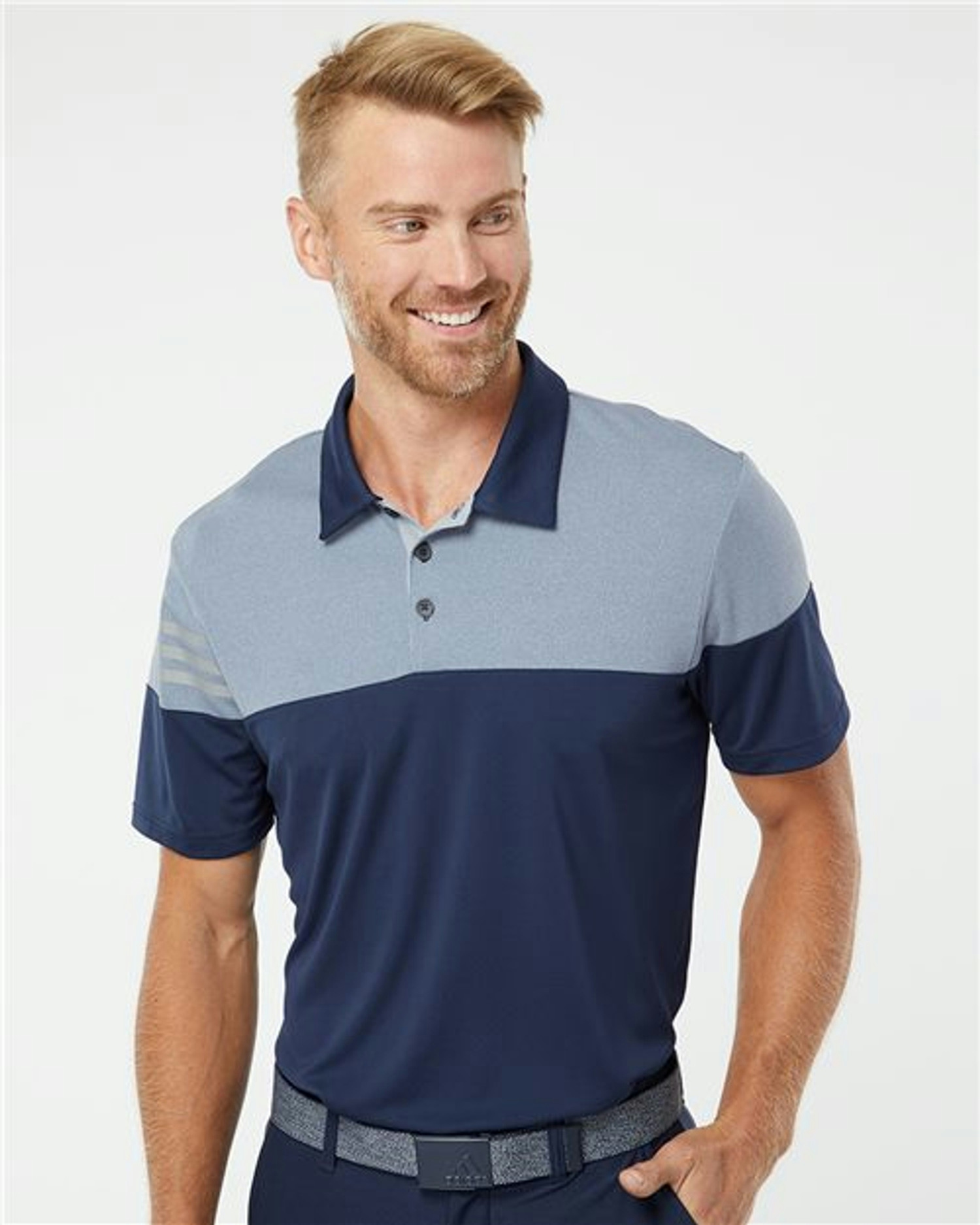 Heathered 3-Stripes Colorblocked Polo [A213]