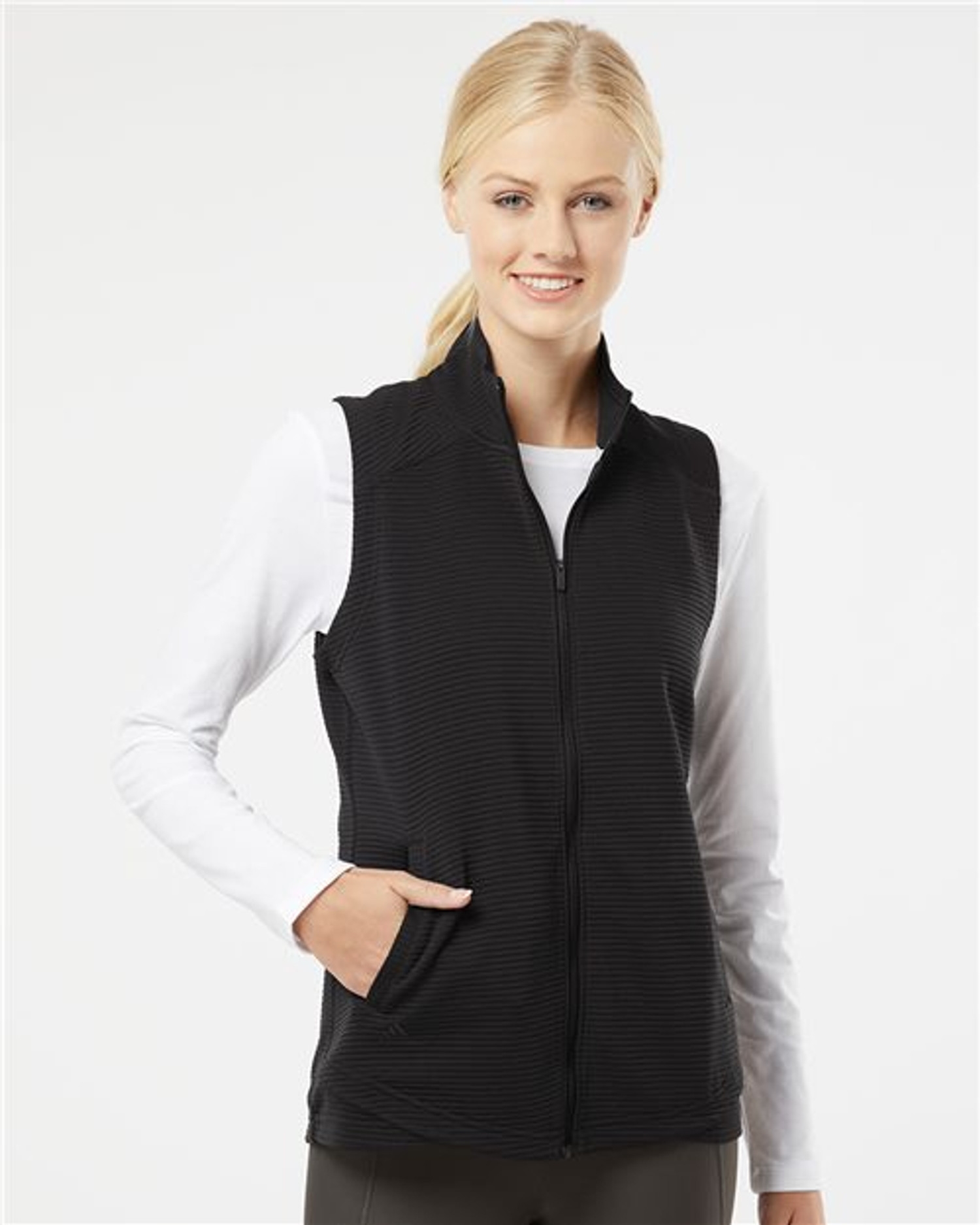 Women's Textured Full-Zip Vest [A417]