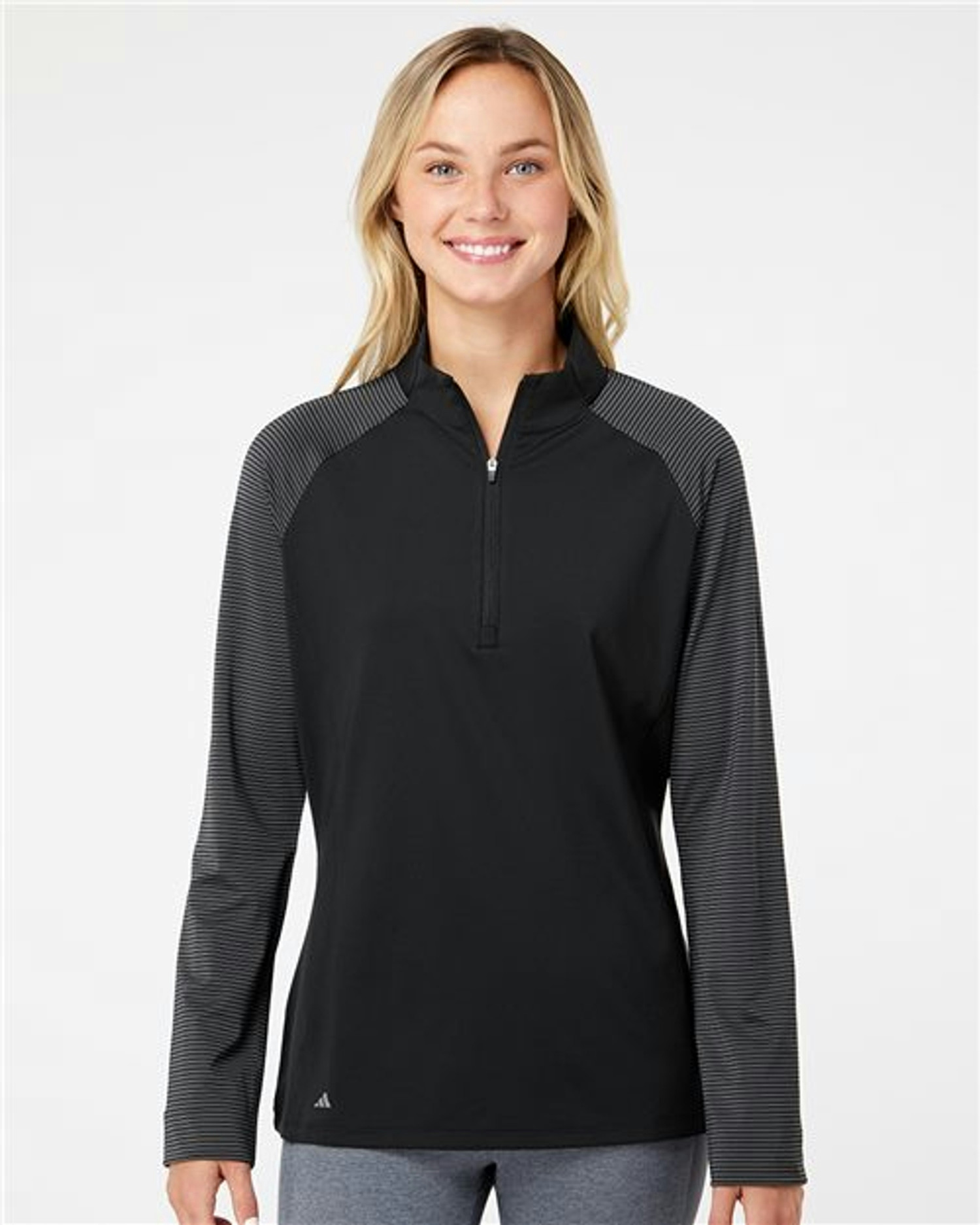 Women's Stripe Block Quarter-Zip Pullover [A521]