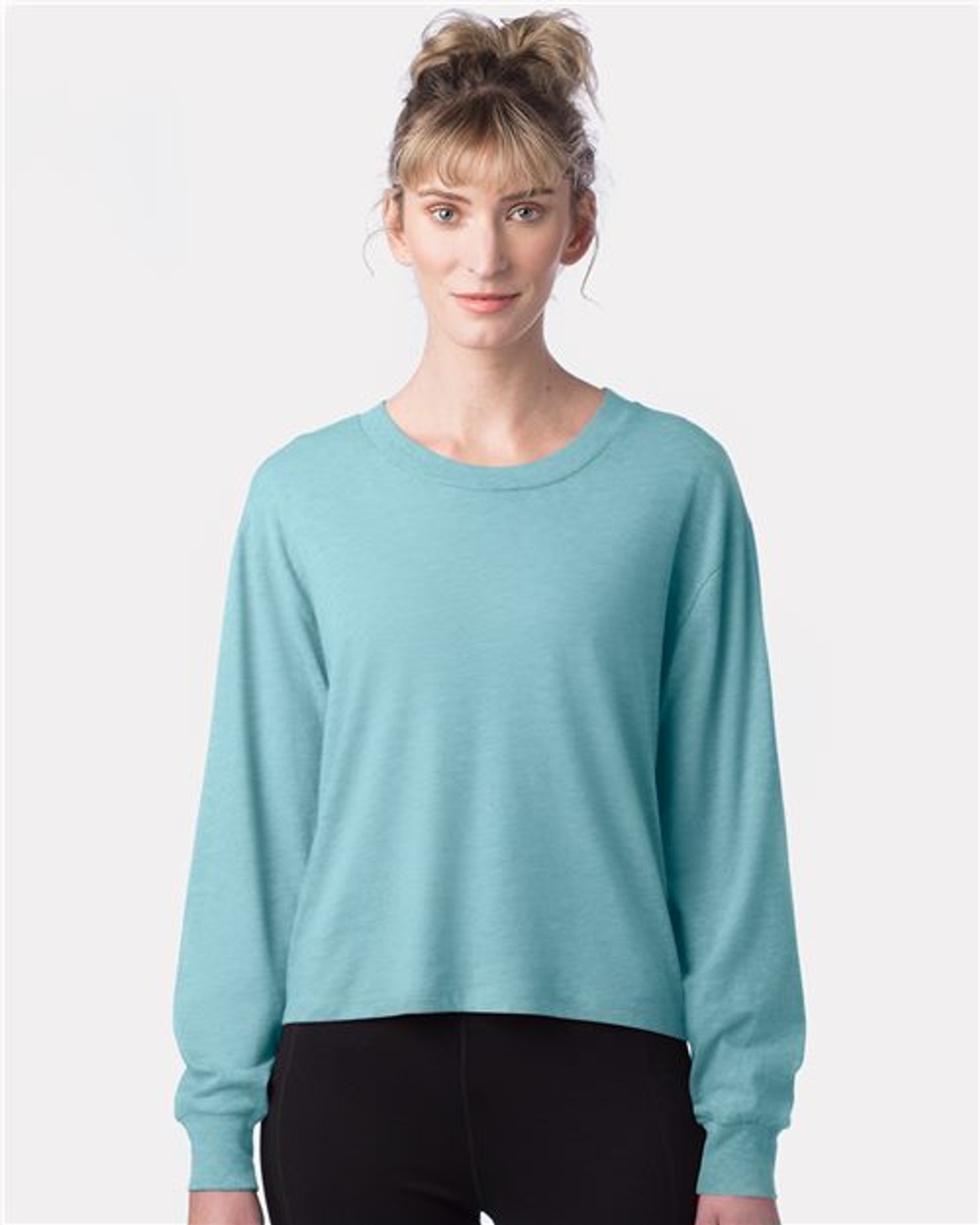 Women's Cotton Jersey CVC Long Sleeve Crop Tee [1176CV]