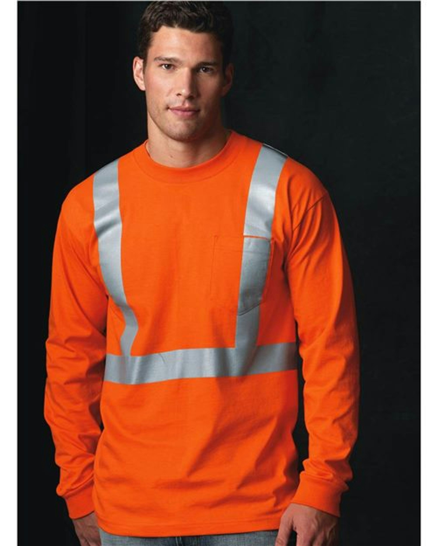 USA-Made High Visibility Long Sleeve Pocket T-Shirt [3781]