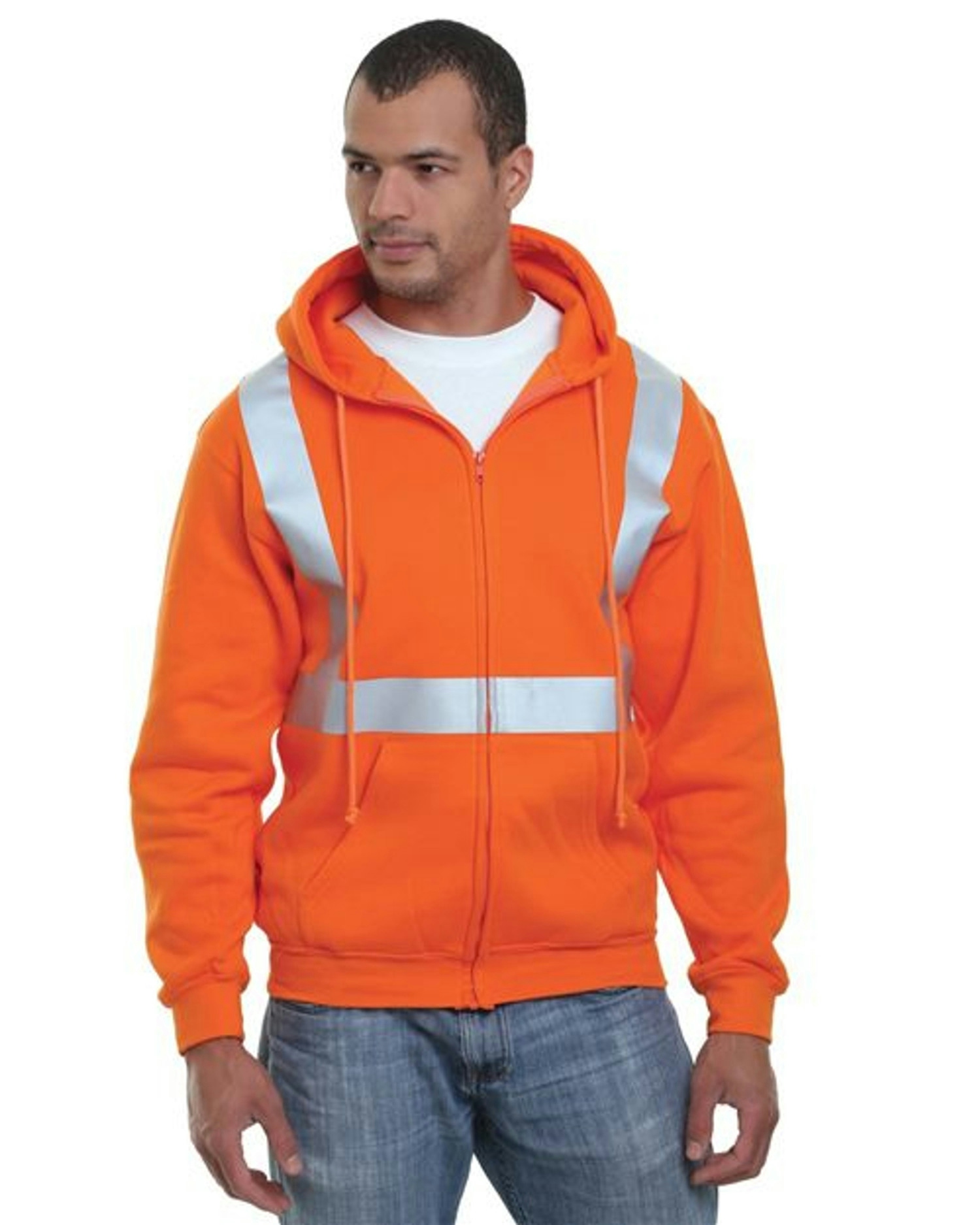 USA-Made Hi-Visibility Full-Zip Hooded Sweatshirt [3790]