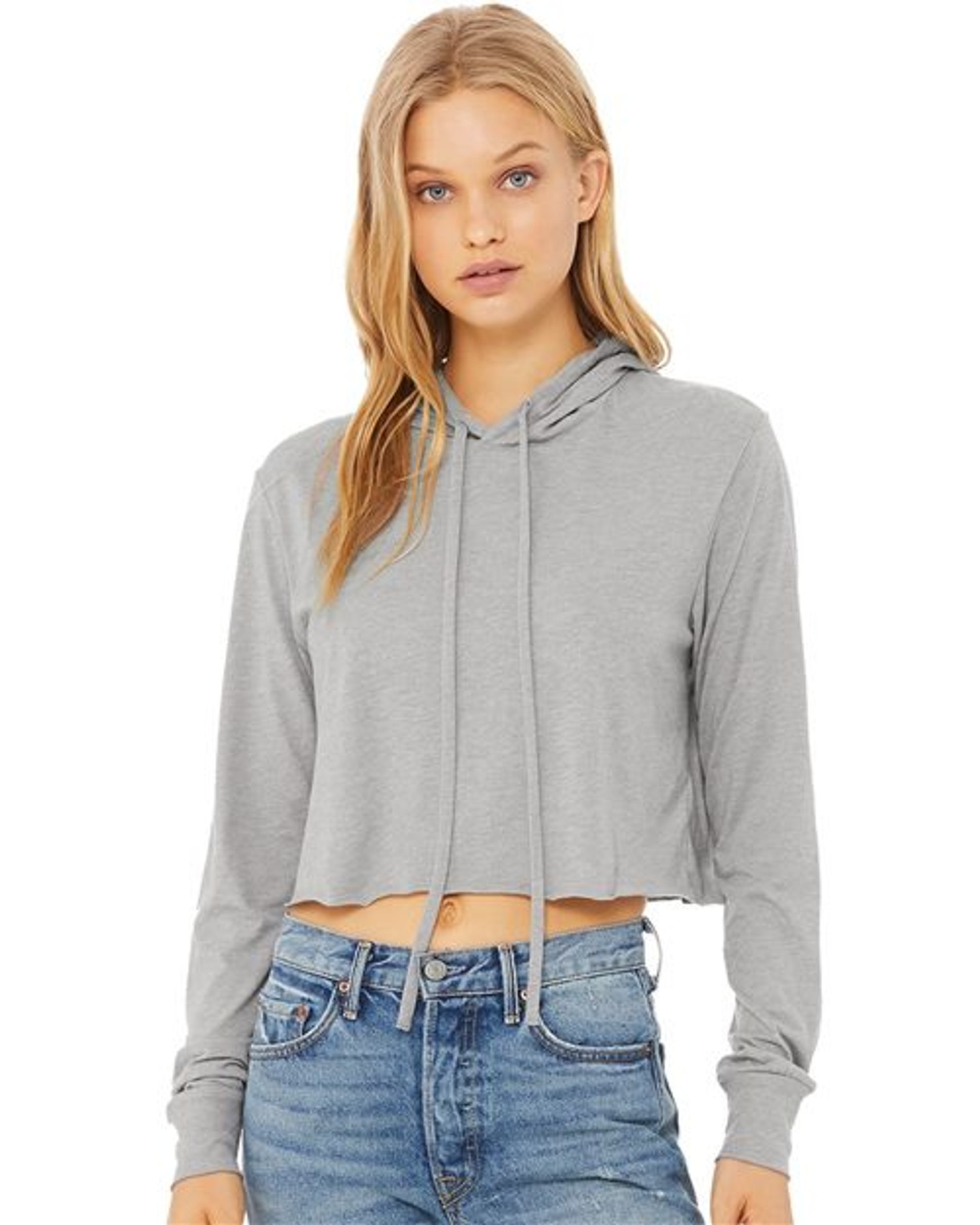 Women’s Triblend Crop Long Sleeve Hoodie [8512]