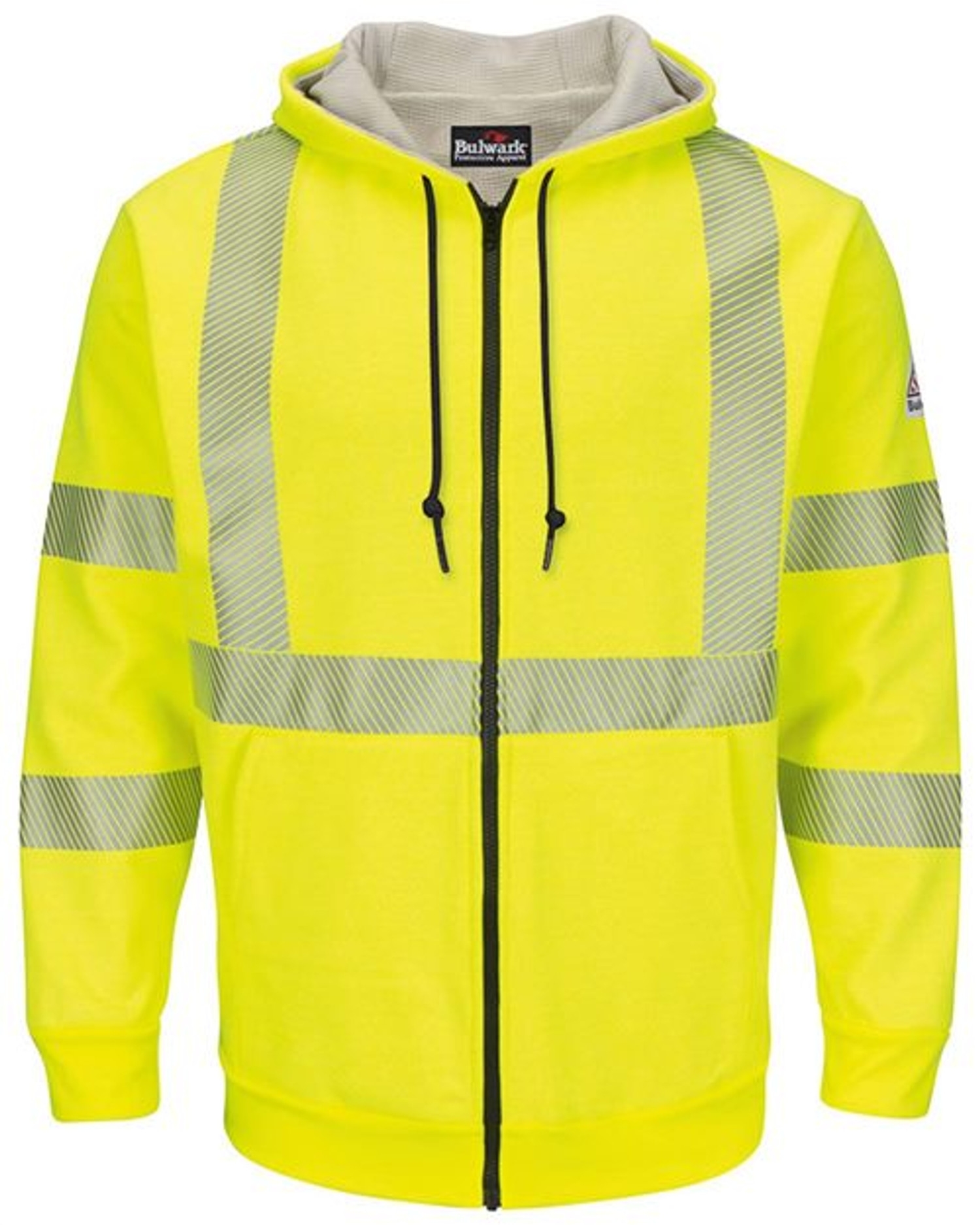 Hi-Visibility Zip-Front Hooded Fleece Sweatshirt with Waffle Lining [SMZ4HV]