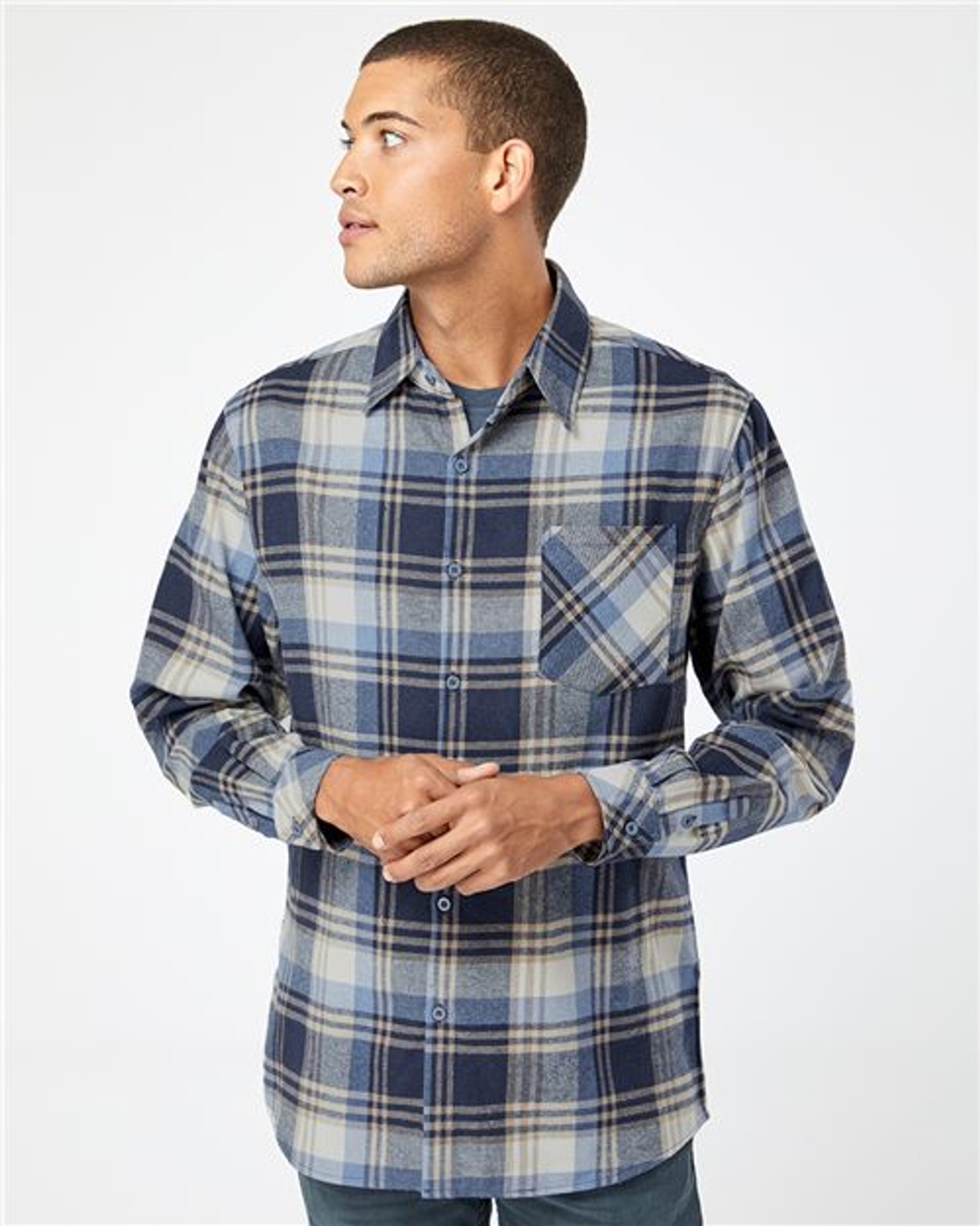 Open Pocket Long Sleeve Flannel Shirt [8212]