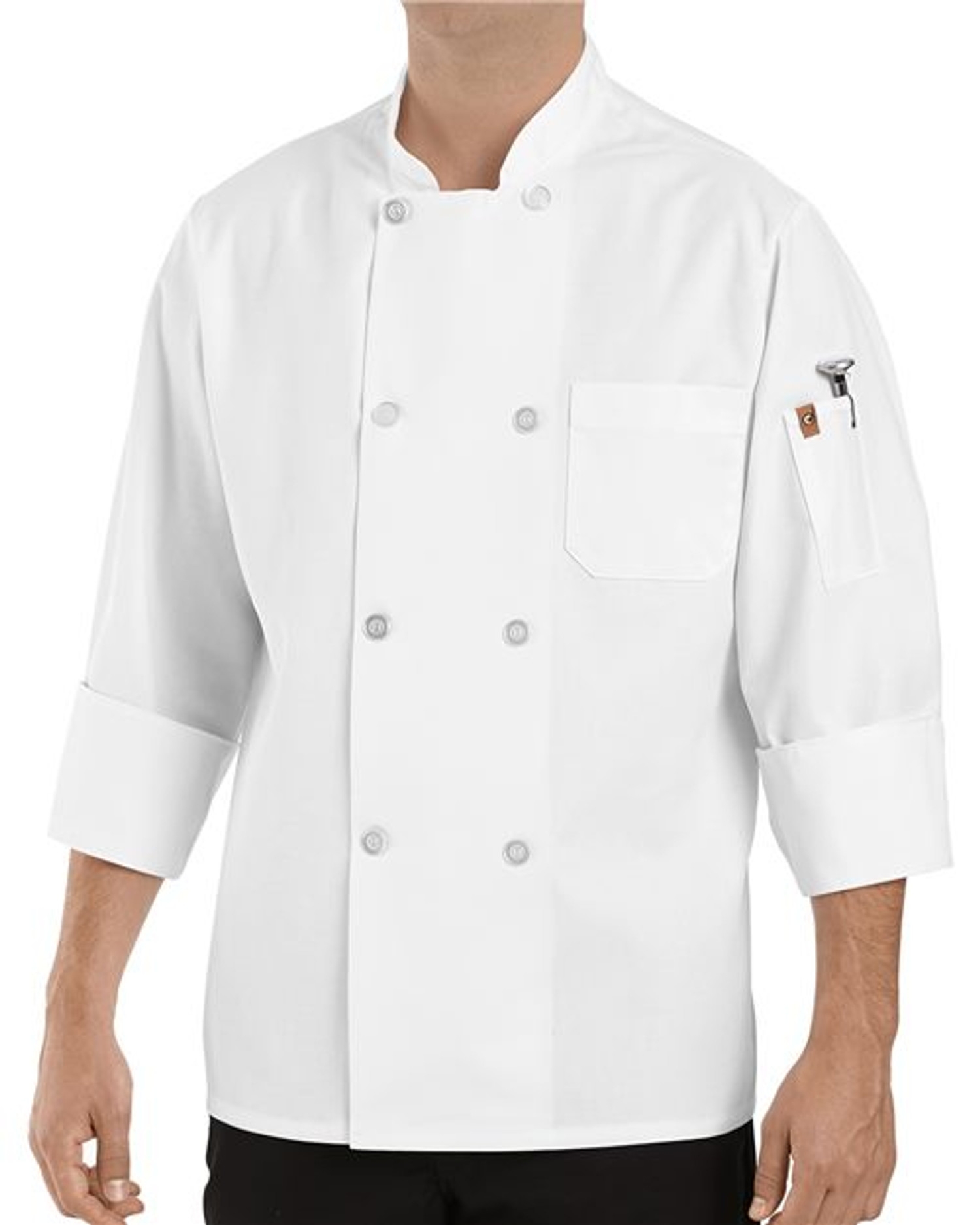 Button Chef Coat with Thermometer Pocket [0413]