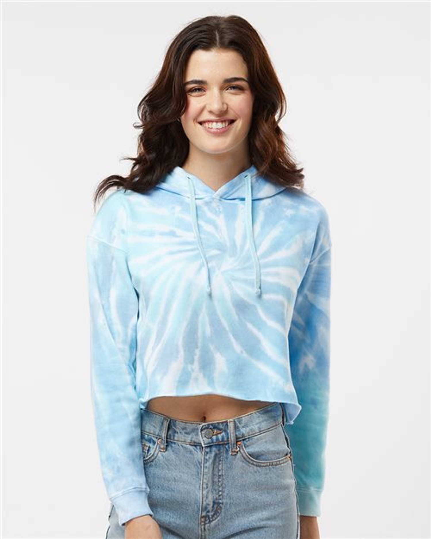 Women's Tie-Dyed Crop Hooded Sweatshirt [8333]