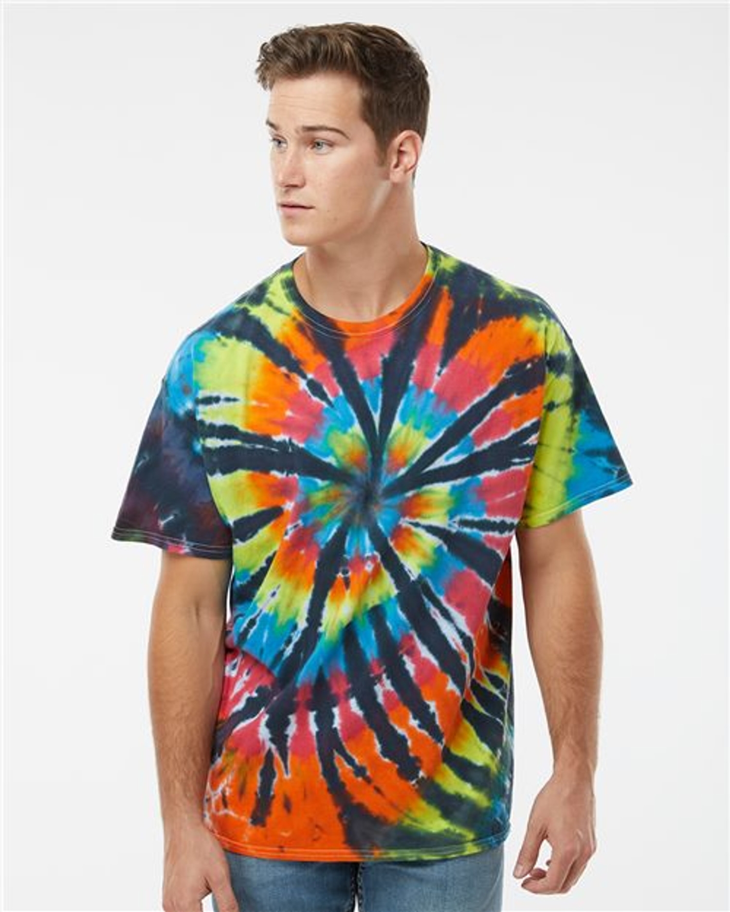 Rainbow Cut-Spiral Tie-Dyed T-Shirt [200TD]