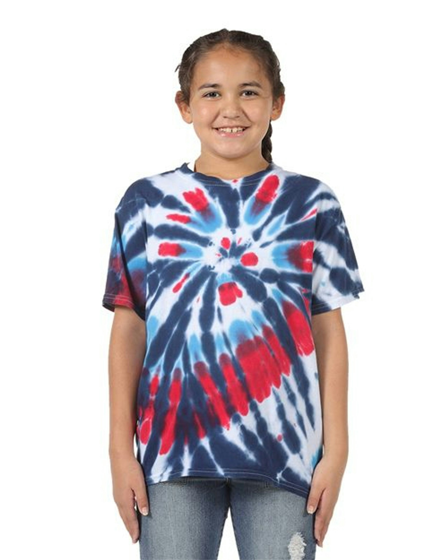 Youth Rainbow Cut-Spiral Tie-Dyed T-Shirt [20BTD]