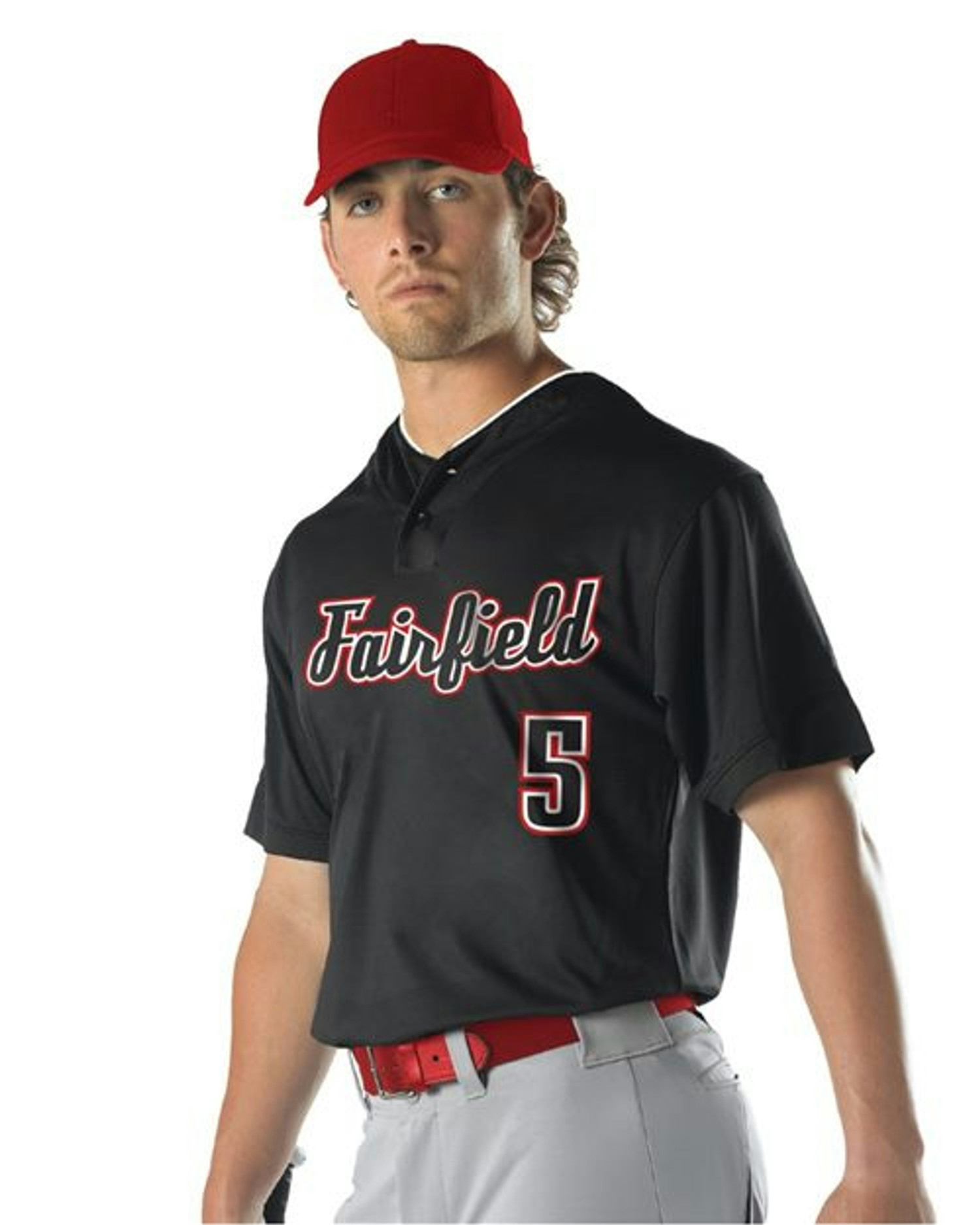 Youth Two Button Mesh Baseball Jersey With Piping [52MTHJY]