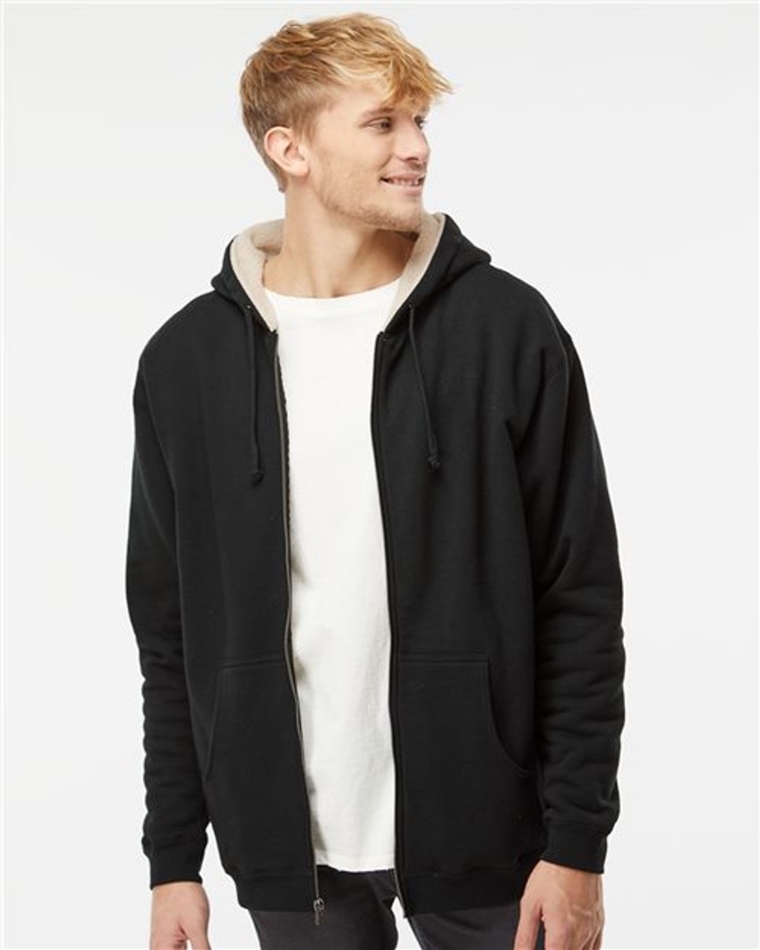 Sherpa-Lined Full-Zip Hooded Sweatshirt [EXP40SHZ]