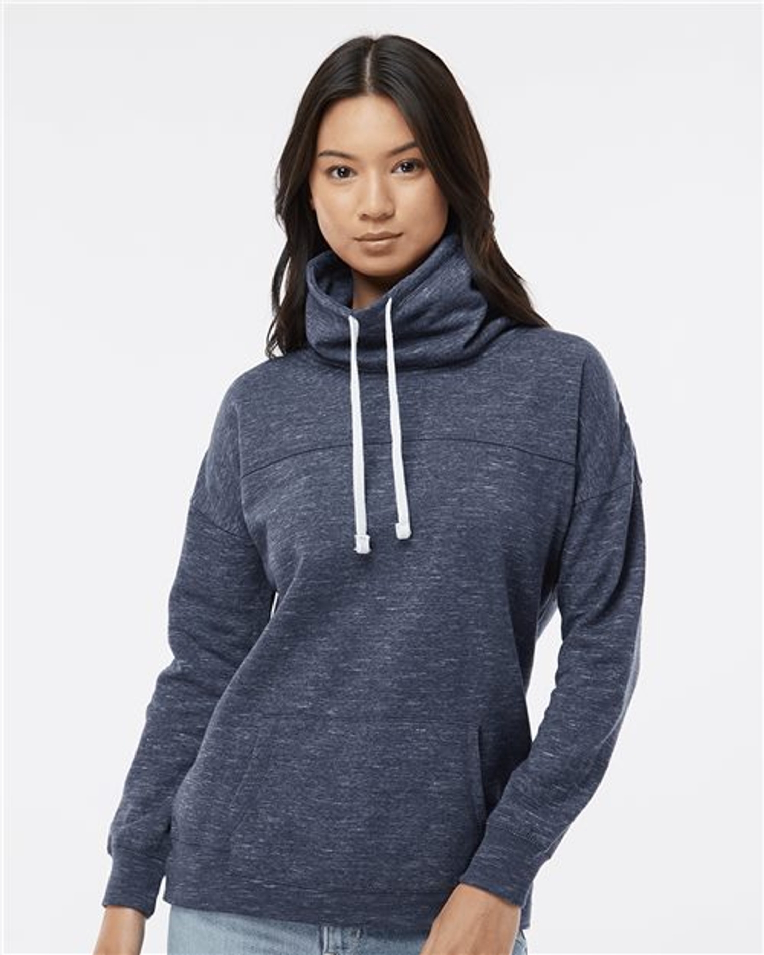 Women’s Mélange Fleece Cowl Neck Sweatshirt [8673]