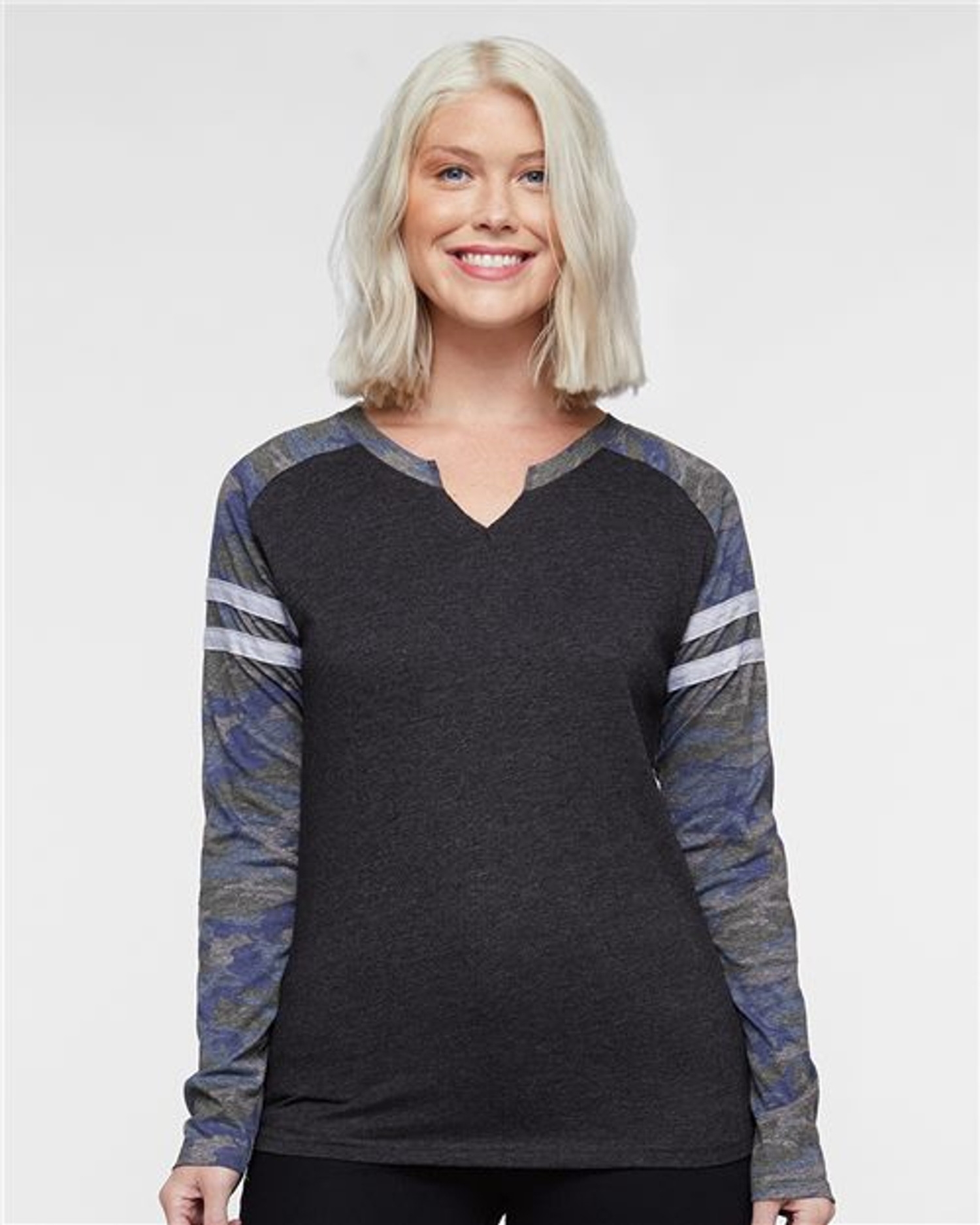 Women's Fine Jersey Mash Up Long Sleeve T-Shirt [3534]