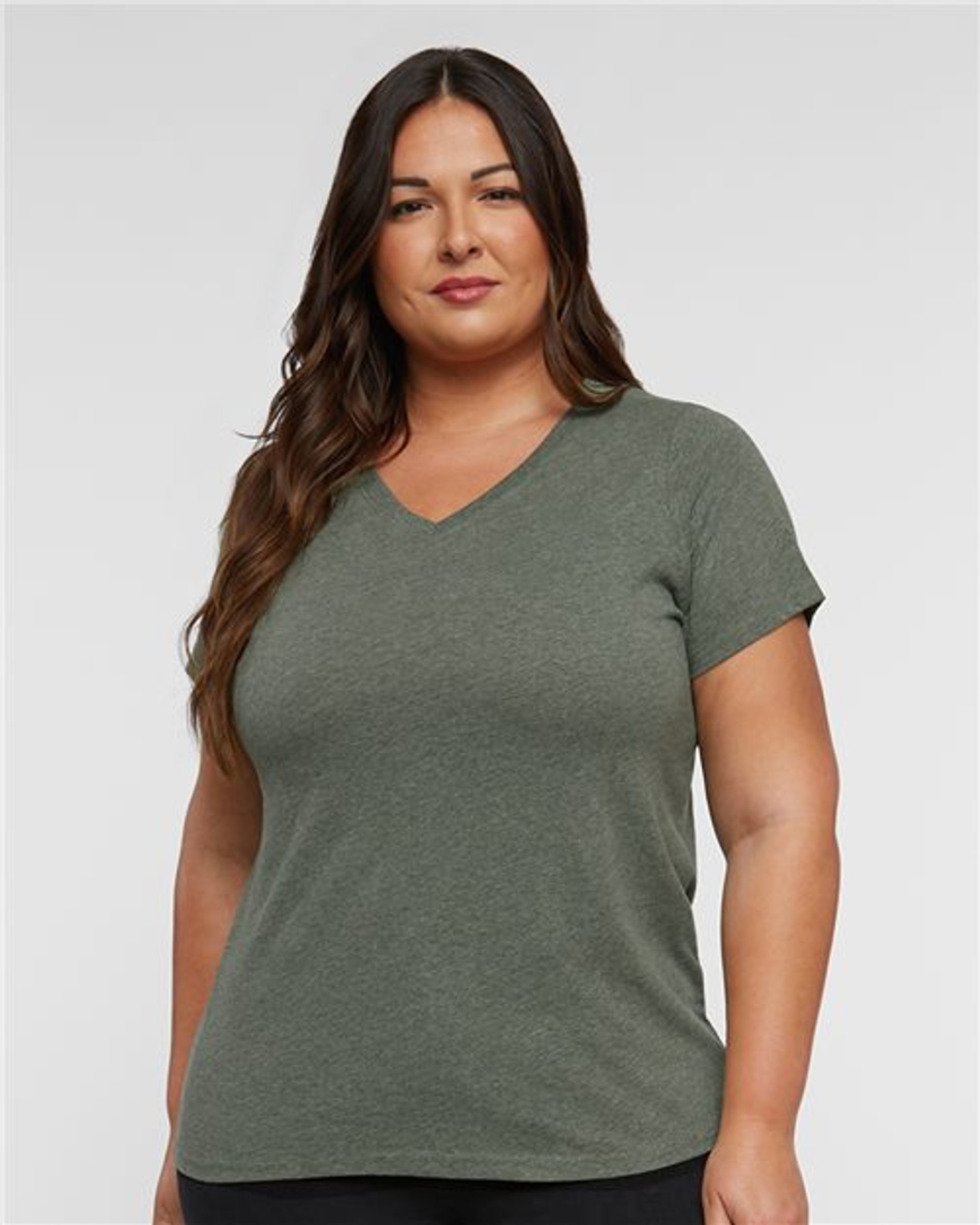 Curvy Collection Women's Fine Jersey V-Neck Tee [3817]