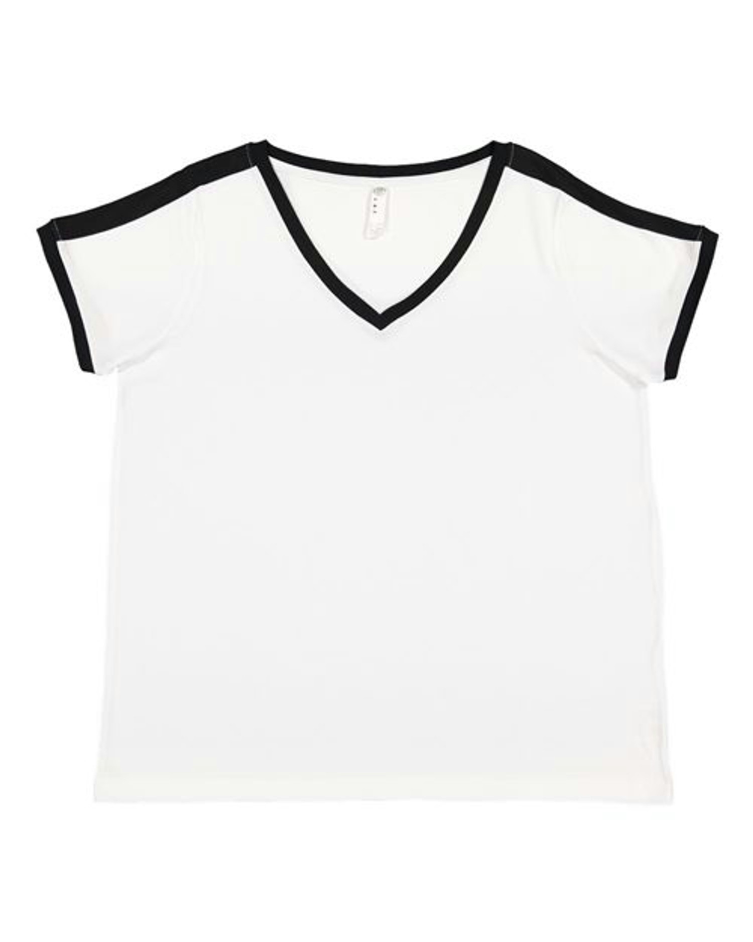 Women's Curvy Retro Ringer Premium Jersey V-Neck Tee [3832]