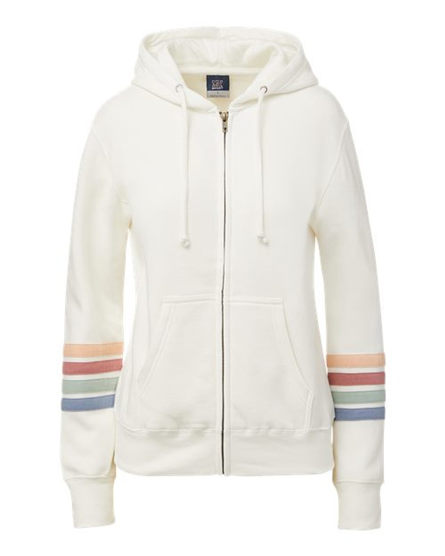 Women's Striped Sleeves Full-Zip Hooded Sweatshirt [W22732]