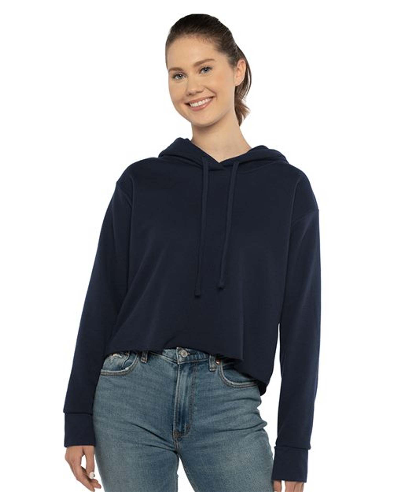 Women's Laguna Sueded Raw Edge Crop Hoodie [9384]