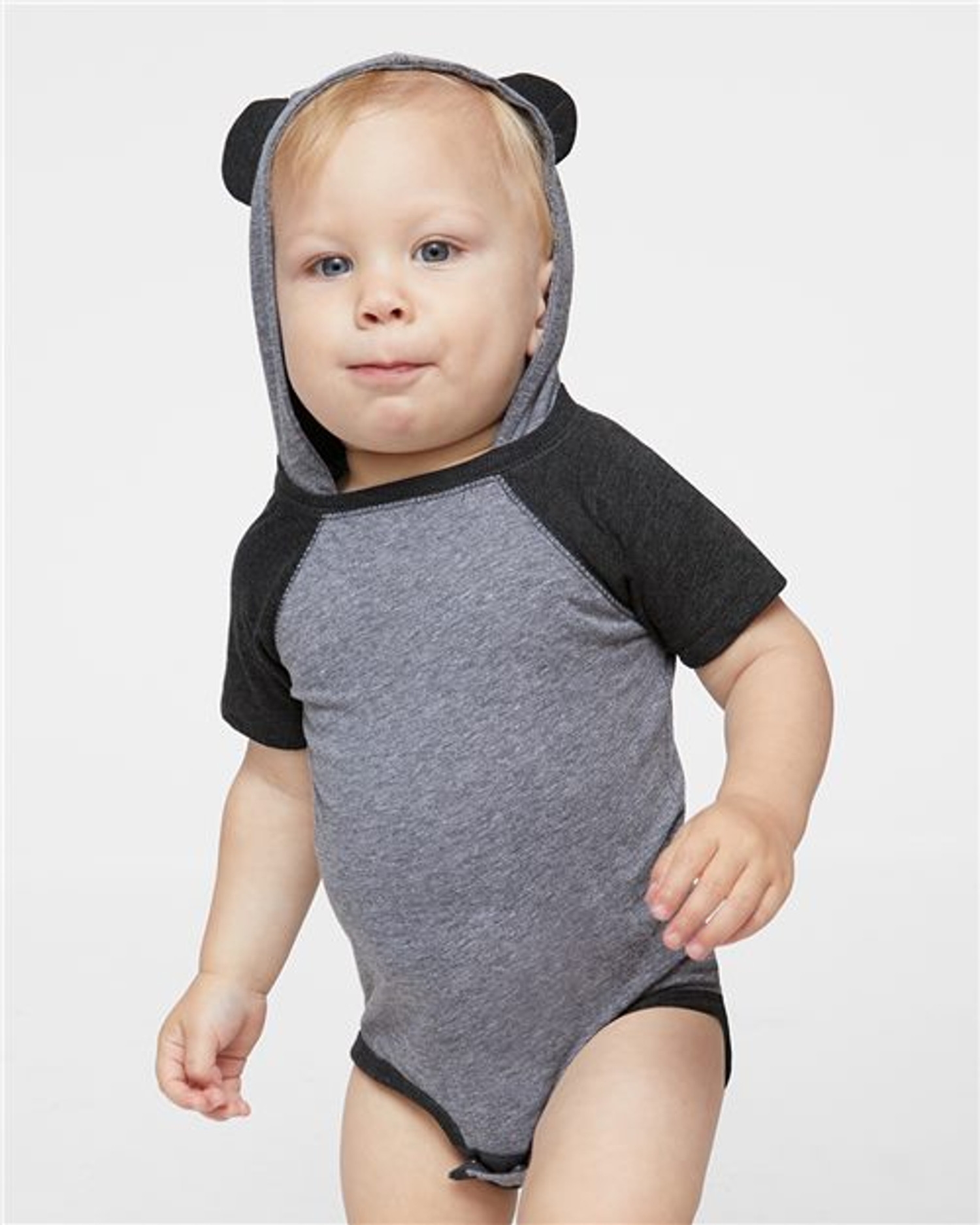 Fine Jersey Infant Short Sleeve Raglan Bodysuit with Hood & Ears [4417]