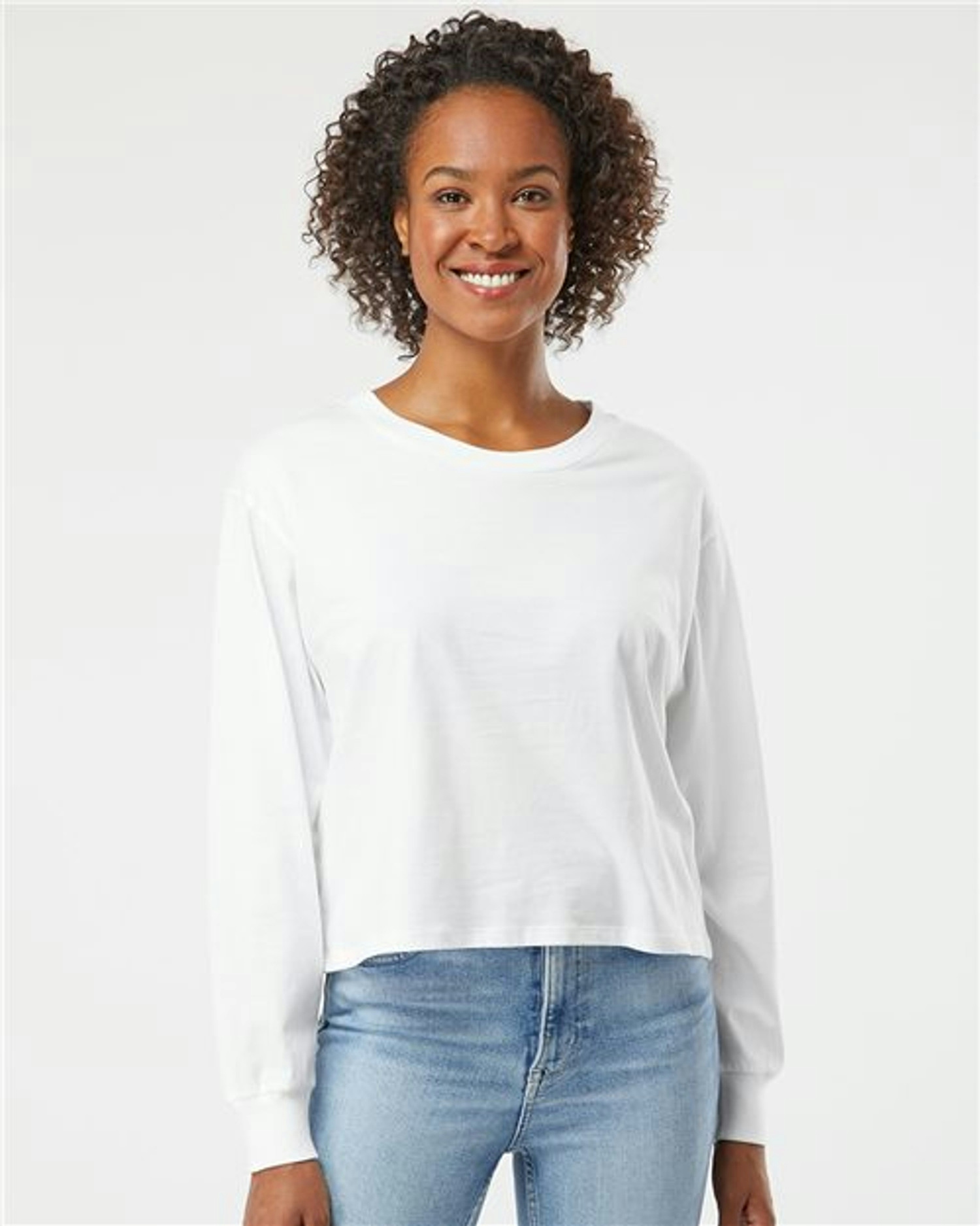 Women's Cotton Jersey Long Sleeve Crop Tee [1176]