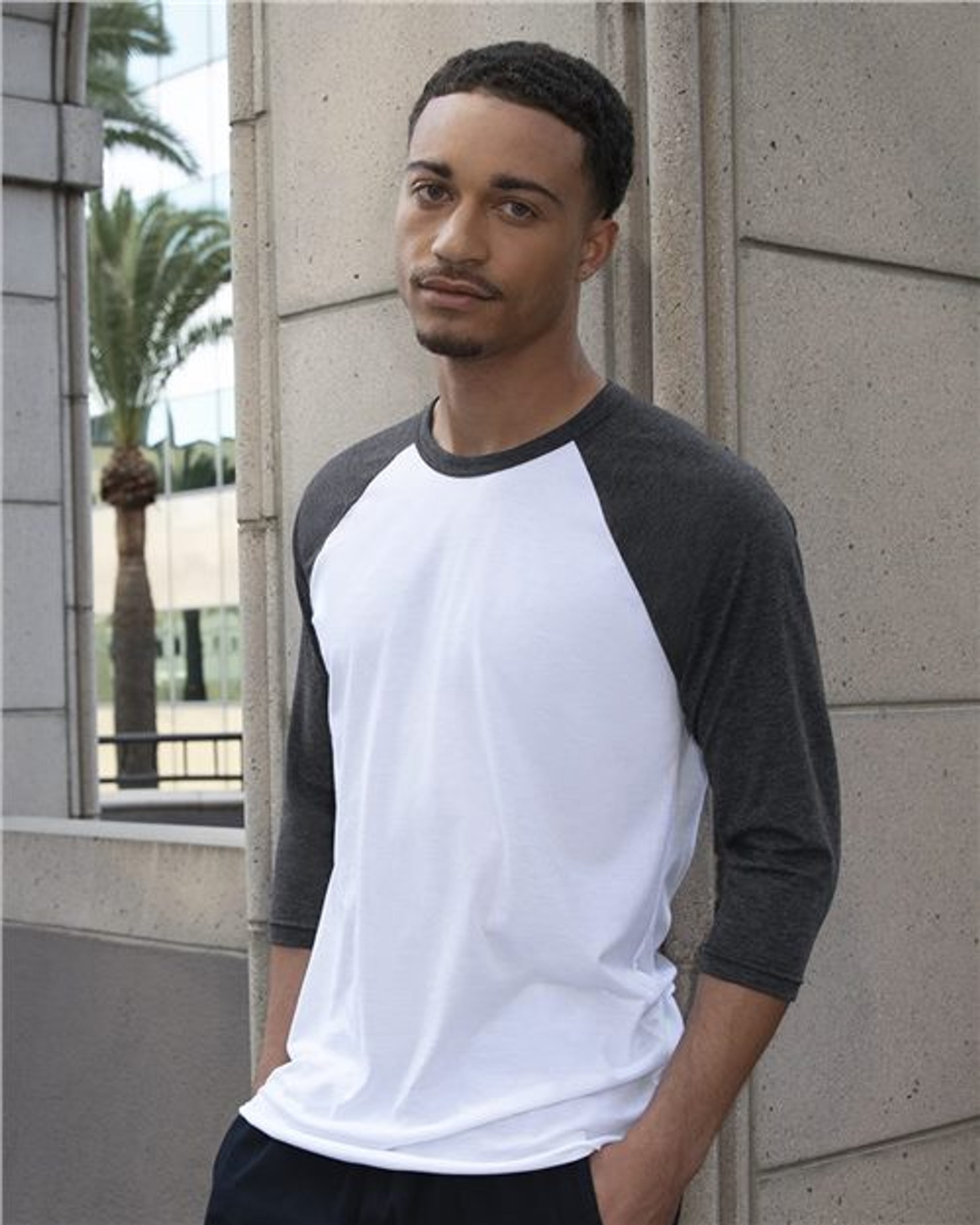 USA-Made 50/50 Poly/Cotton Raglan Three-Quarter Sleeve Tee [BB453US]