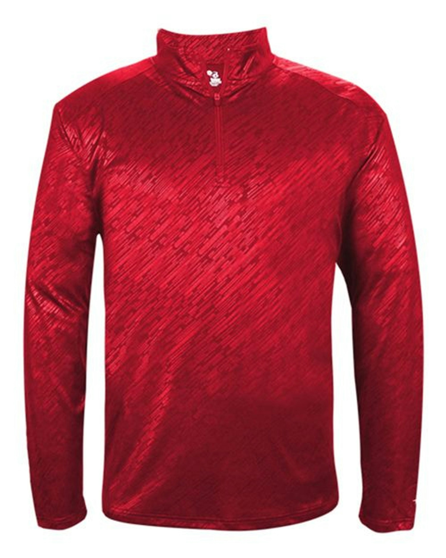 Line Embossed Quarter-Zip Long Sleeve T-Shirt [4134]