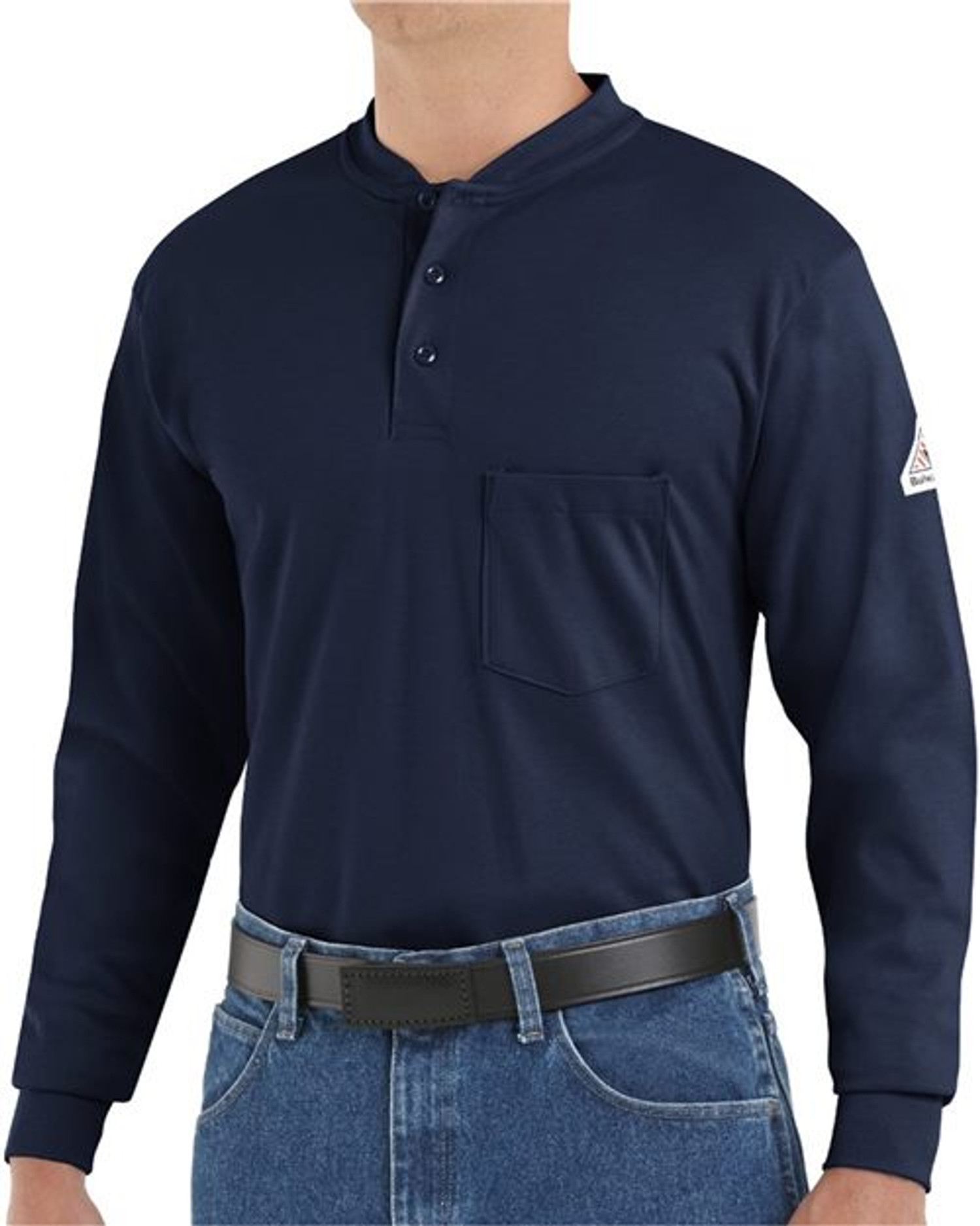 Long Sleeve Tagless Henley Shirt - Tall Sizes [SEL2T]