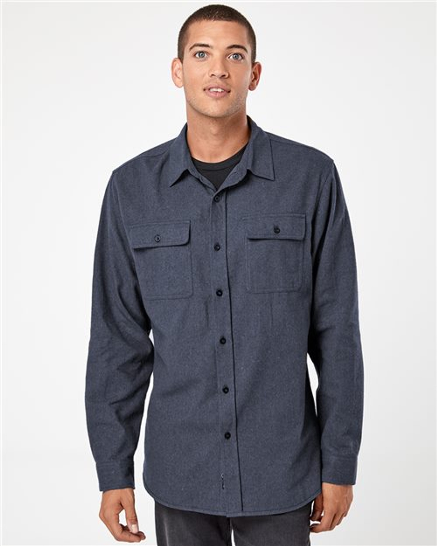 Solid Long Sleeve Flannel Shirt [8200]