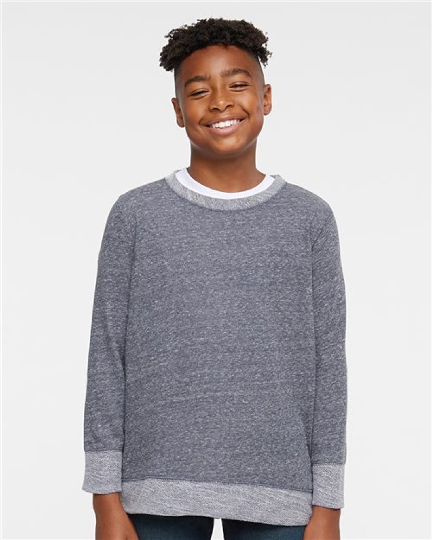 Youth Harborside Mélange French Terry Long Sleeve with Elbow Patches [2279]