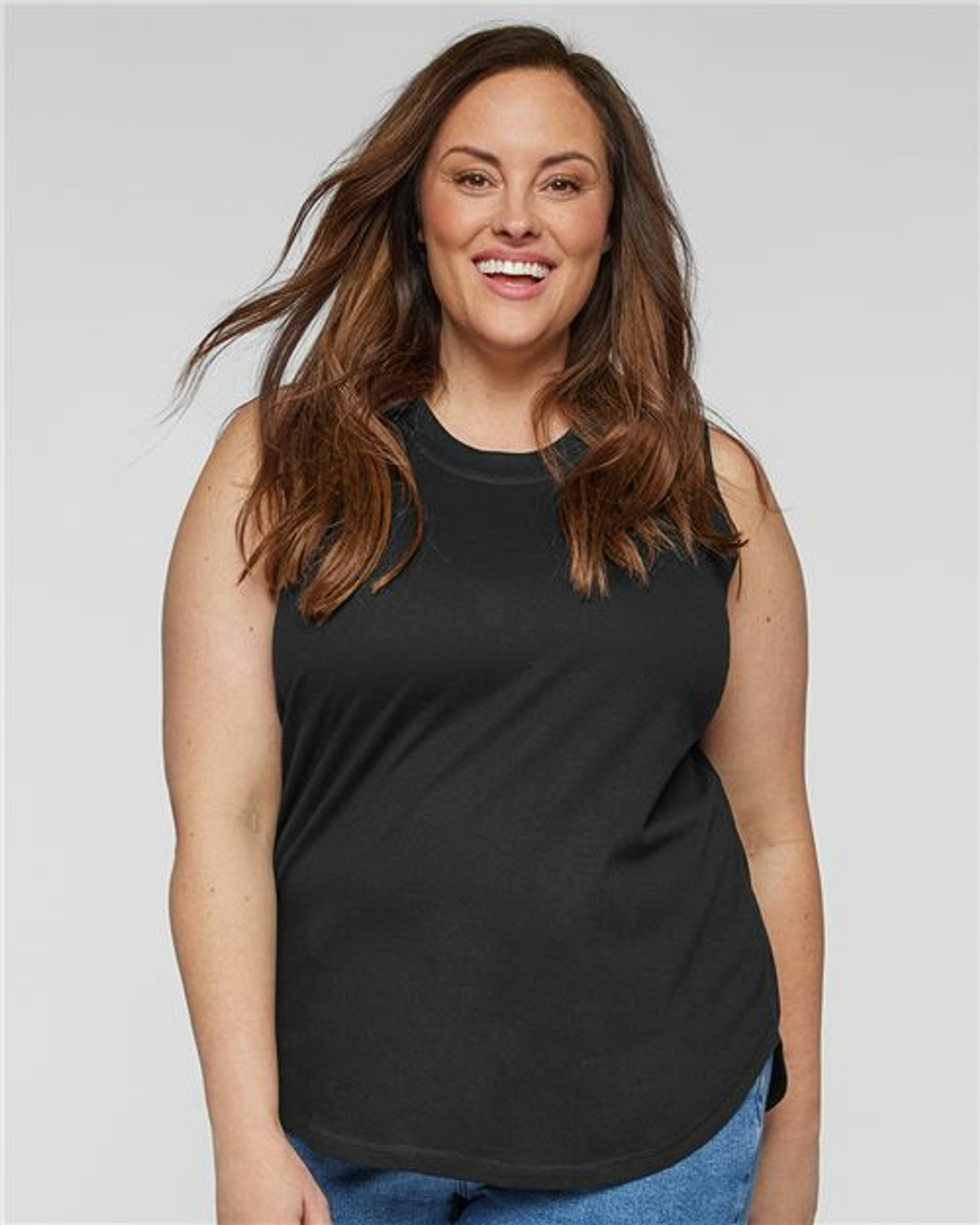 Women's Curvy Relaxed Fine Jersey Tank [3892]