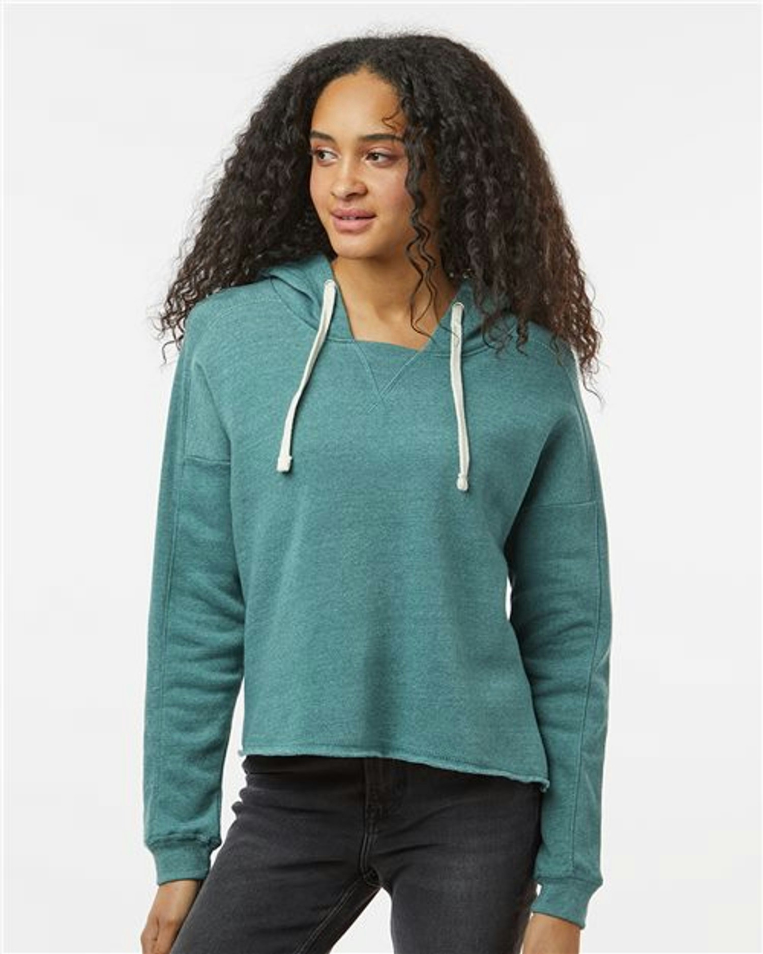 Women's Angel Fleece Crop Hooded Sweatshirt [W23101]