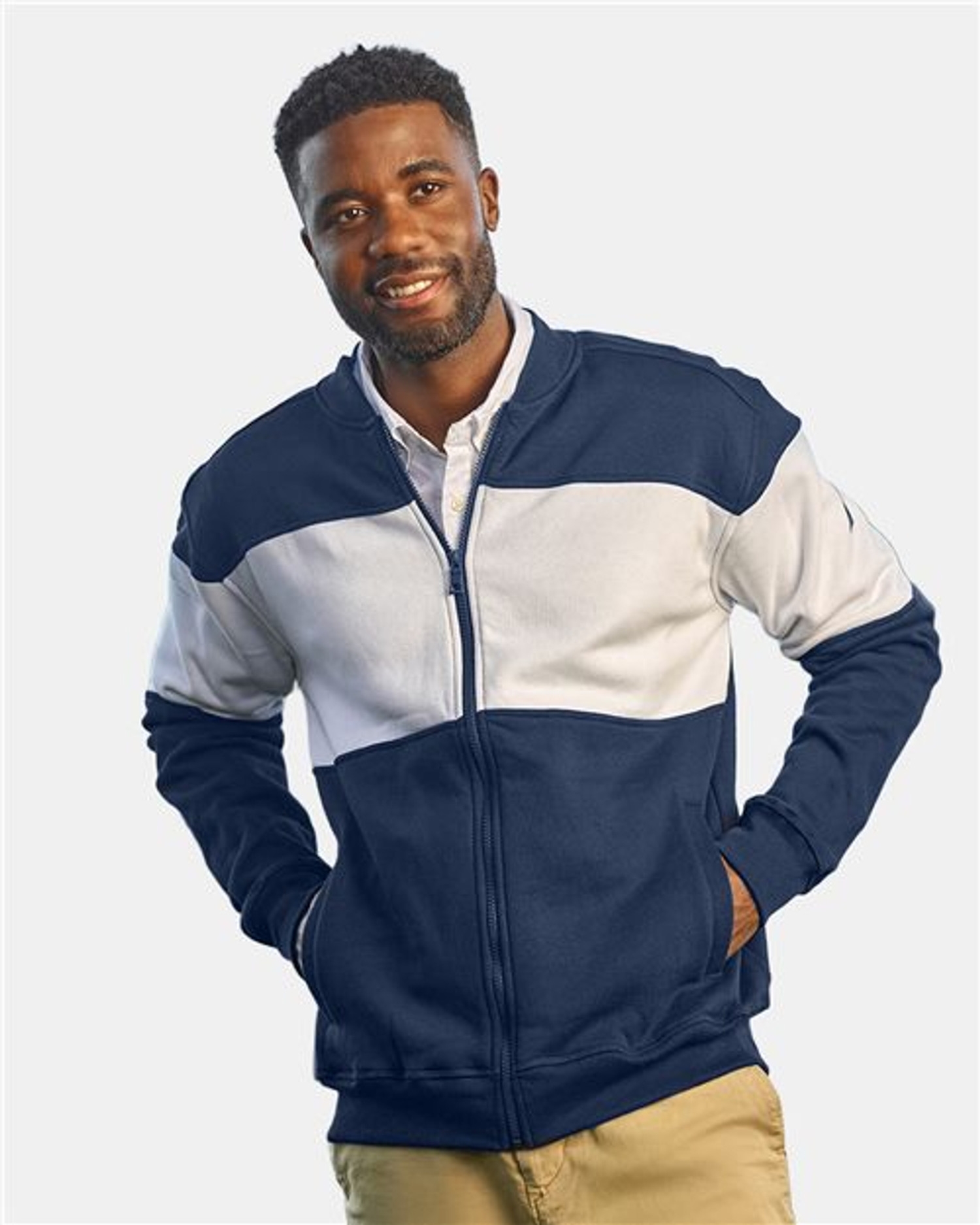 Anchor Fleece Colorblocked Bomber Jacket [N17928]