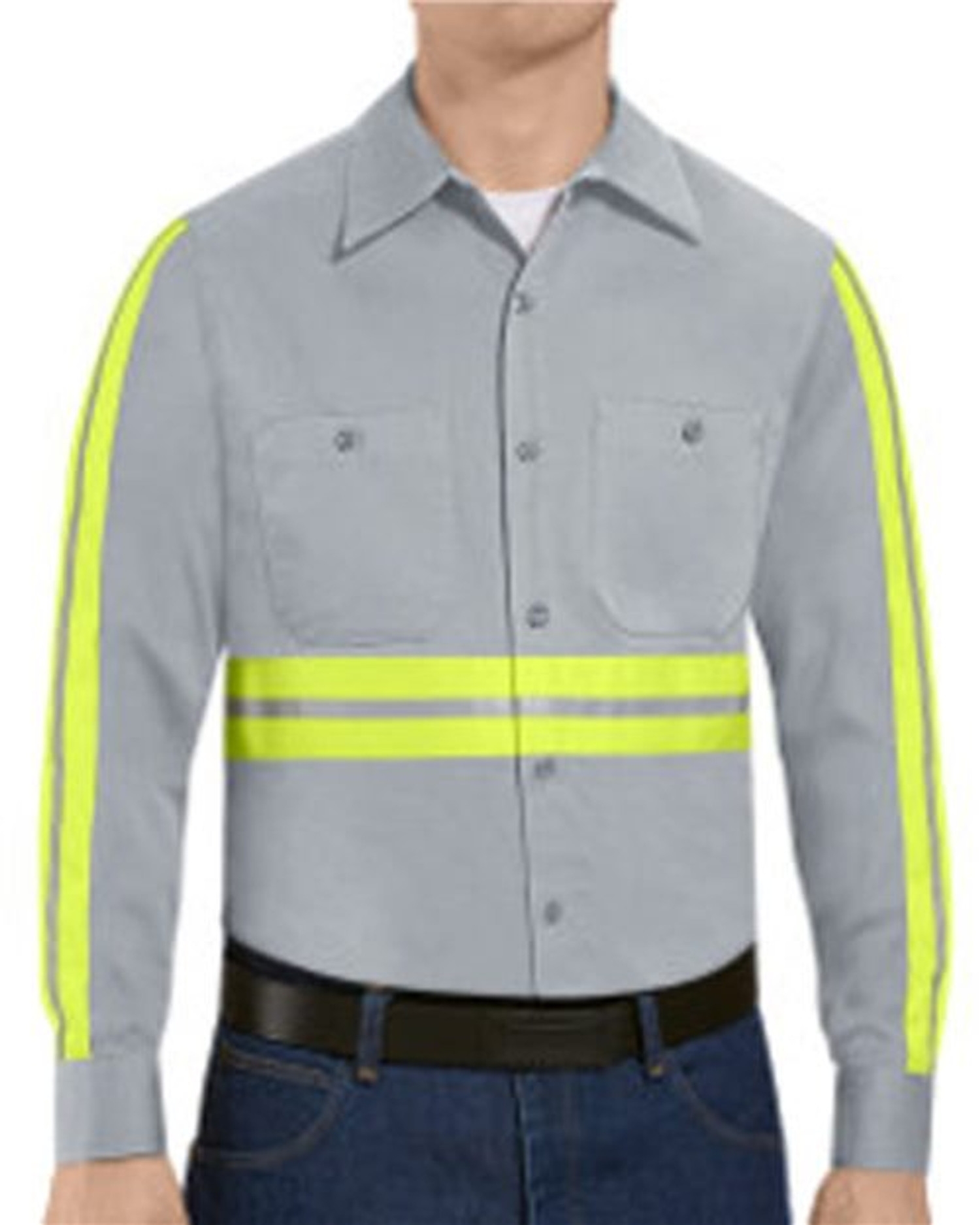 Enhanced Visibility Long Sleeve Cotton Work Shirt - Tall Sizes [SC30ET]