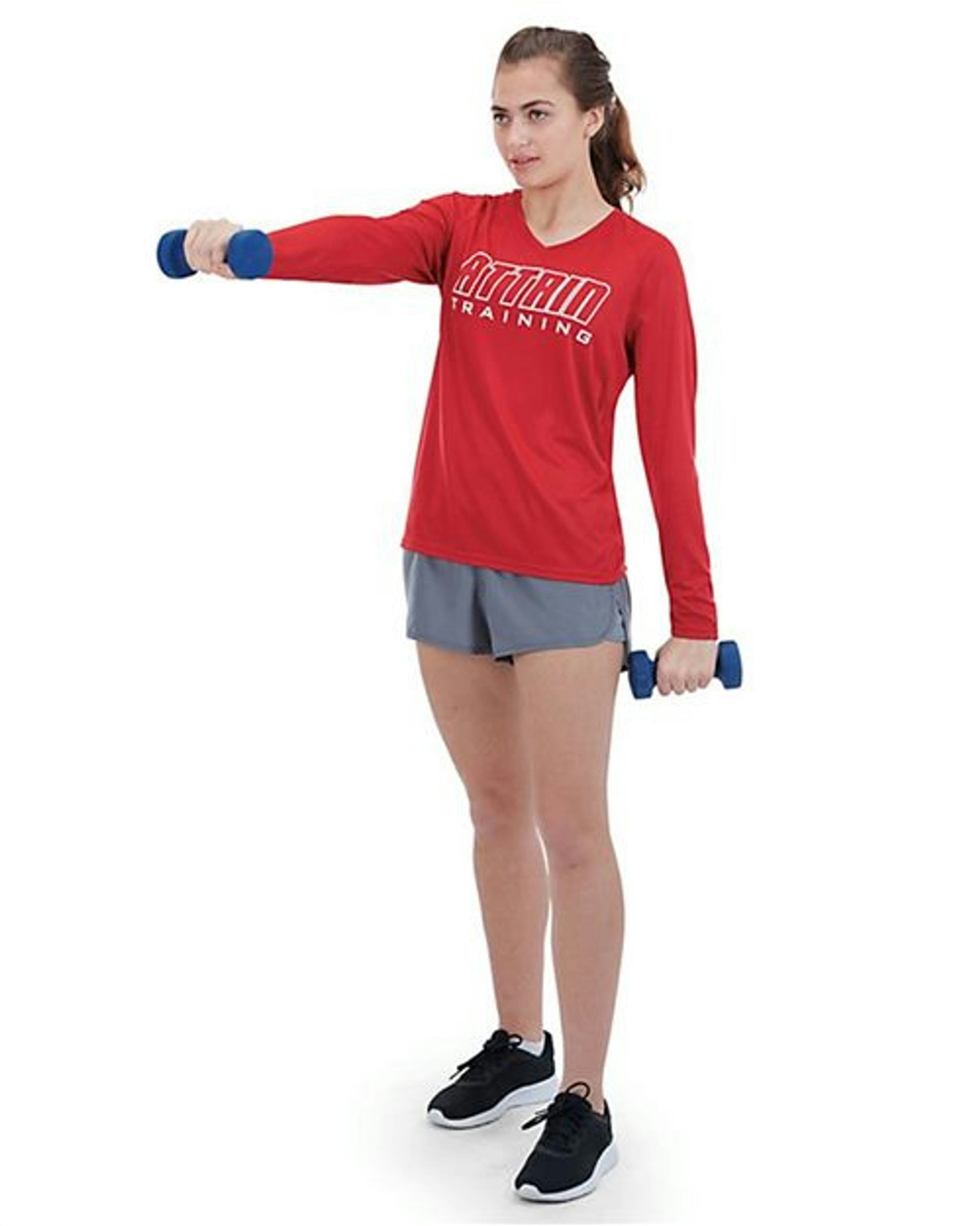 Women's Attain Wicking Long Sleeve V-Neck T-Shirt [2797]