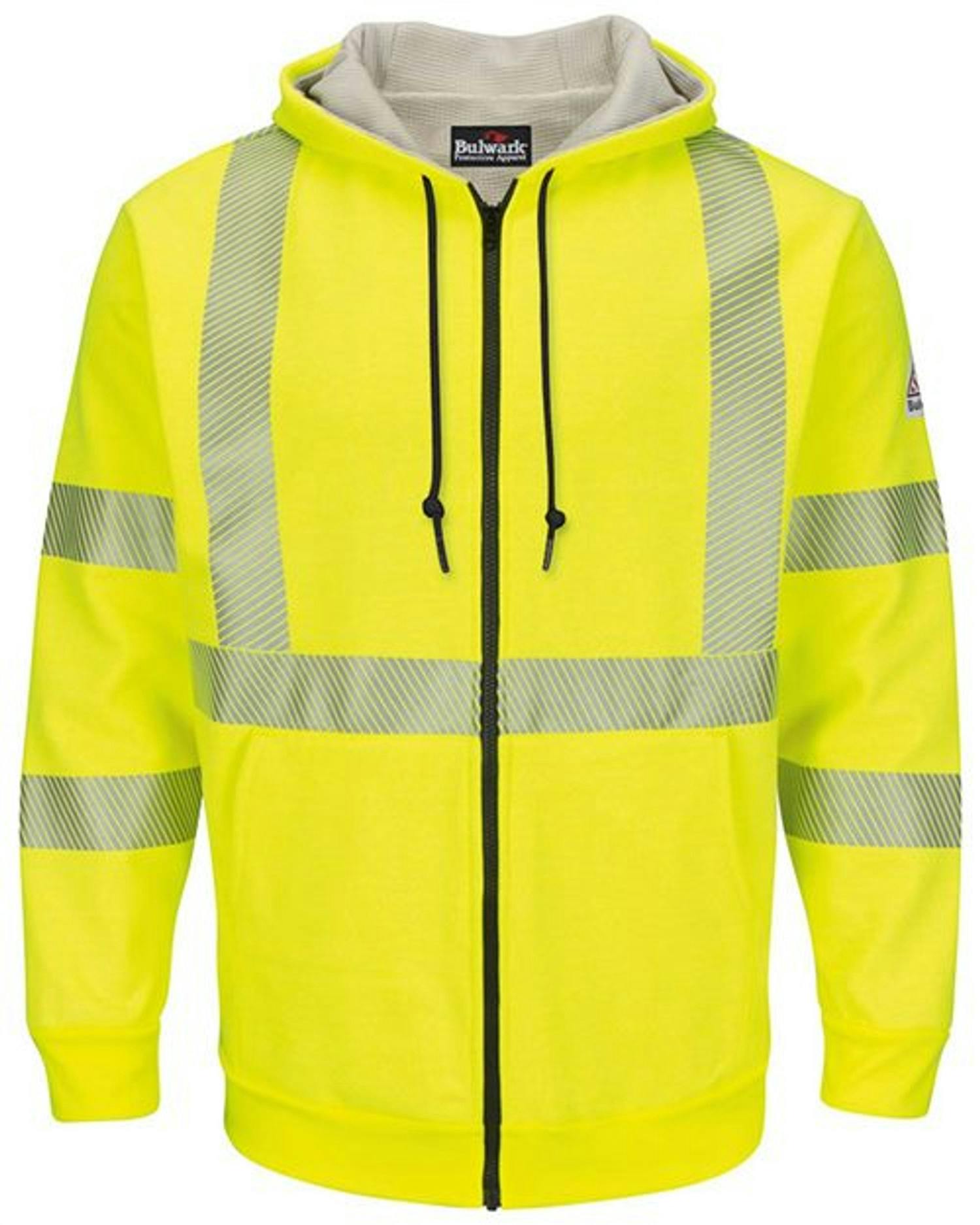 Hi-Visibility Zip-Front Hooded Fleece Sweatshirt with Waffle Lining