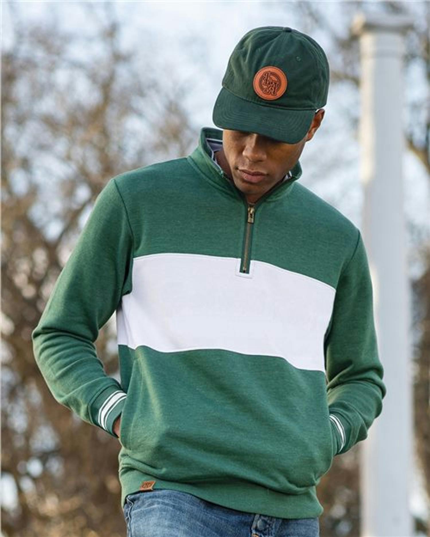 All-American Fleece Colorblocked Quarter-Zip Sweatshirt