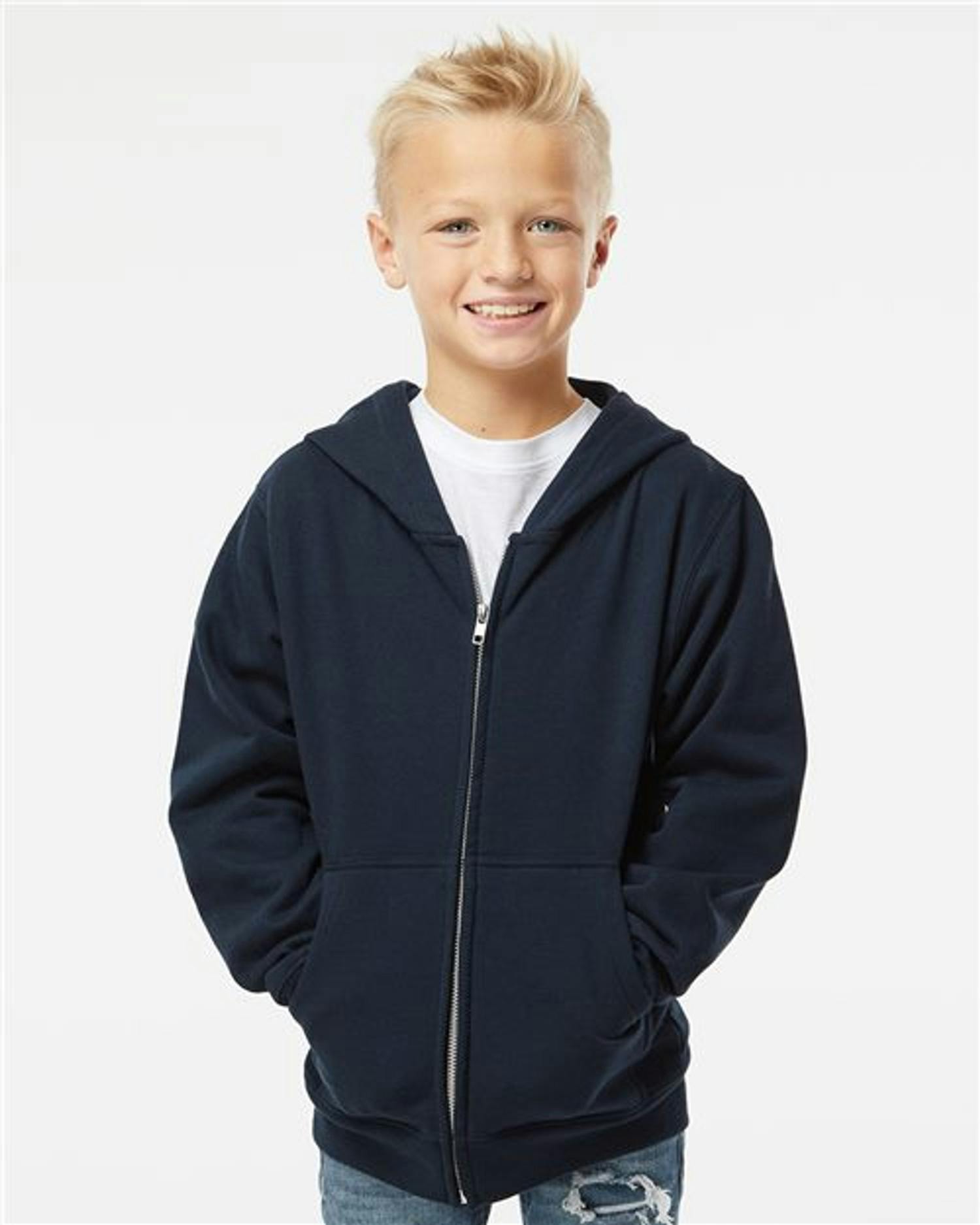 Youth Midweight Full-Zip Hooded Sweatshirt