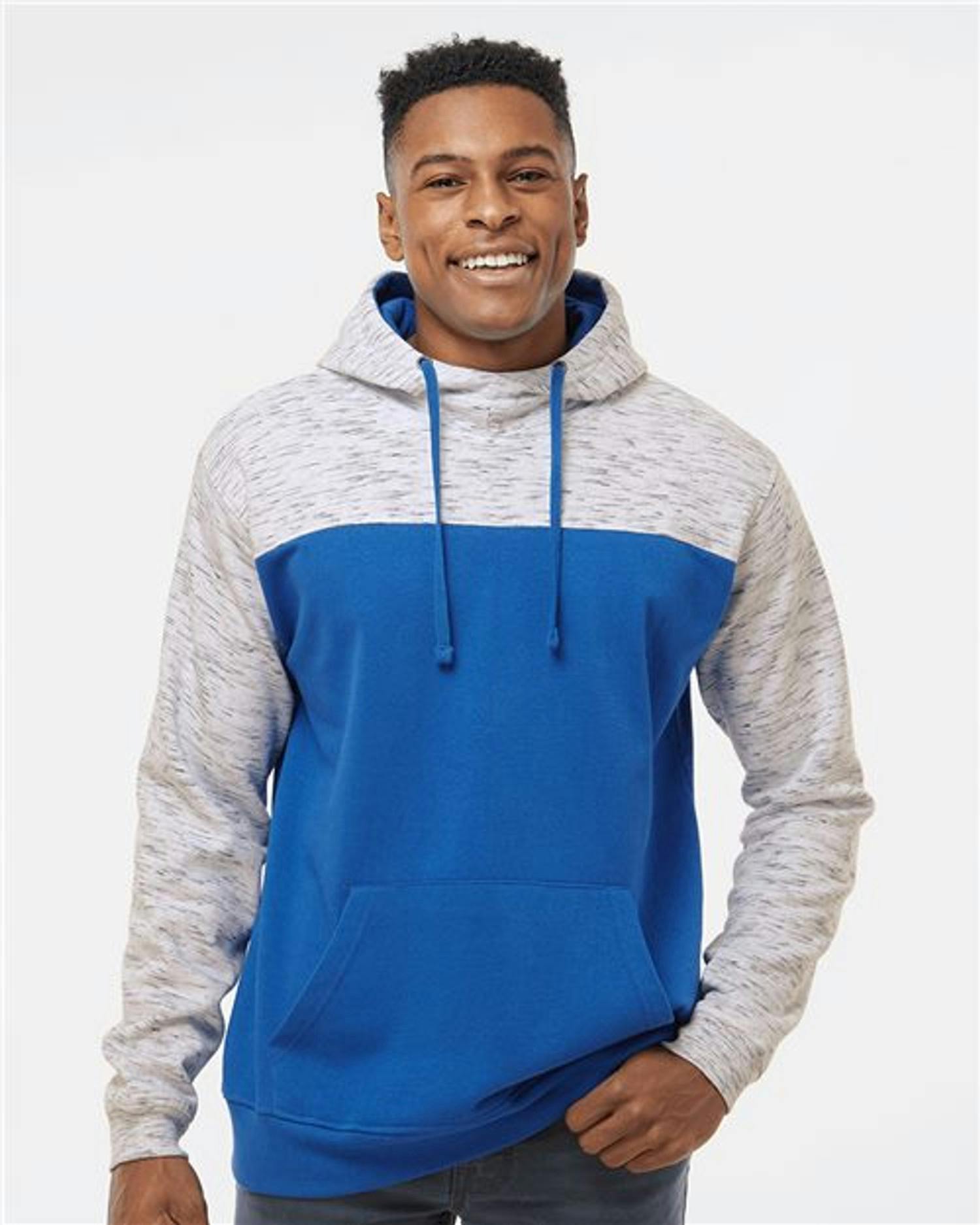 Mélange Fleece Colorblocked Hooded Sweatshirt