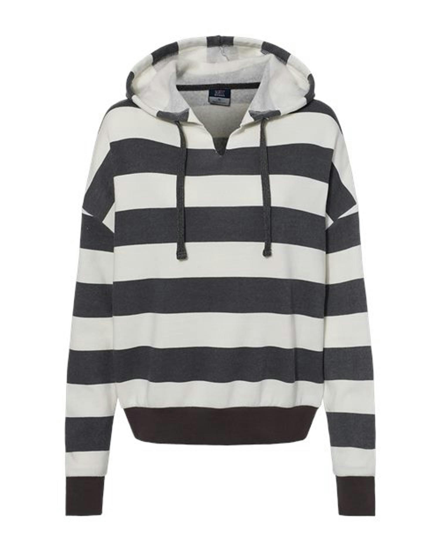 Women's Striped Fleece Boxy Hooded Sweatshirt