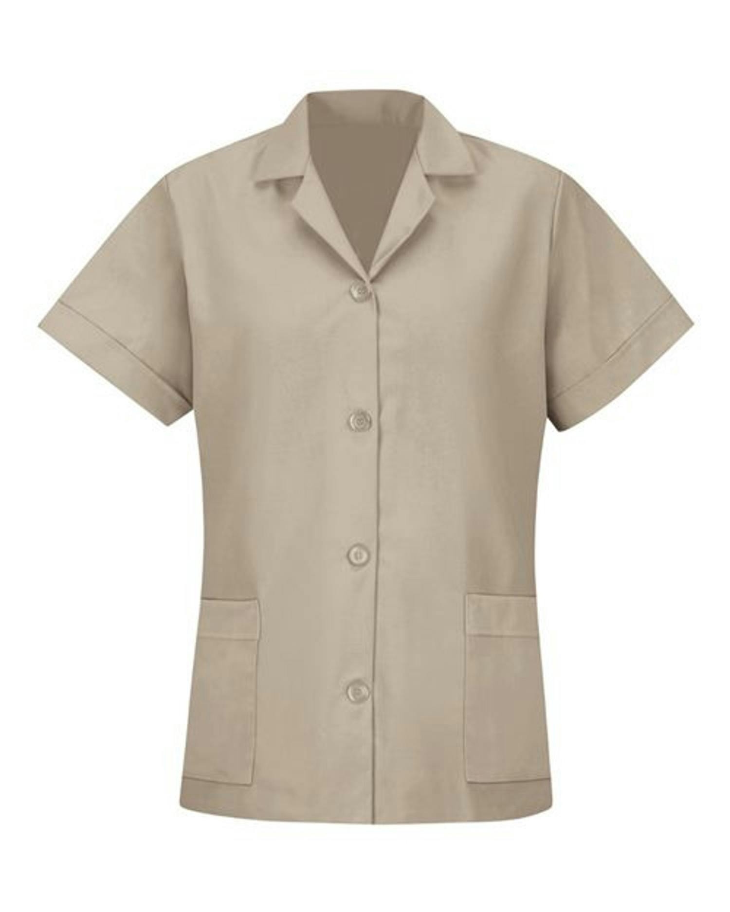 Women's Loose Fit Short Sleeve Button Smock