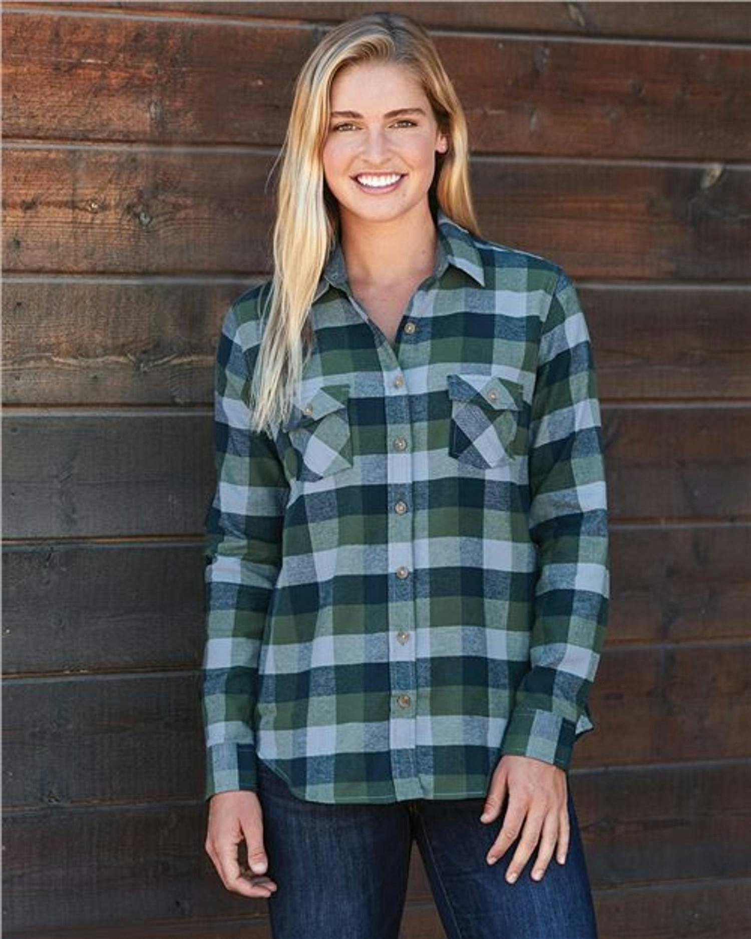 Women's Vintage Brushed Flannel Long Sleeve Shirt