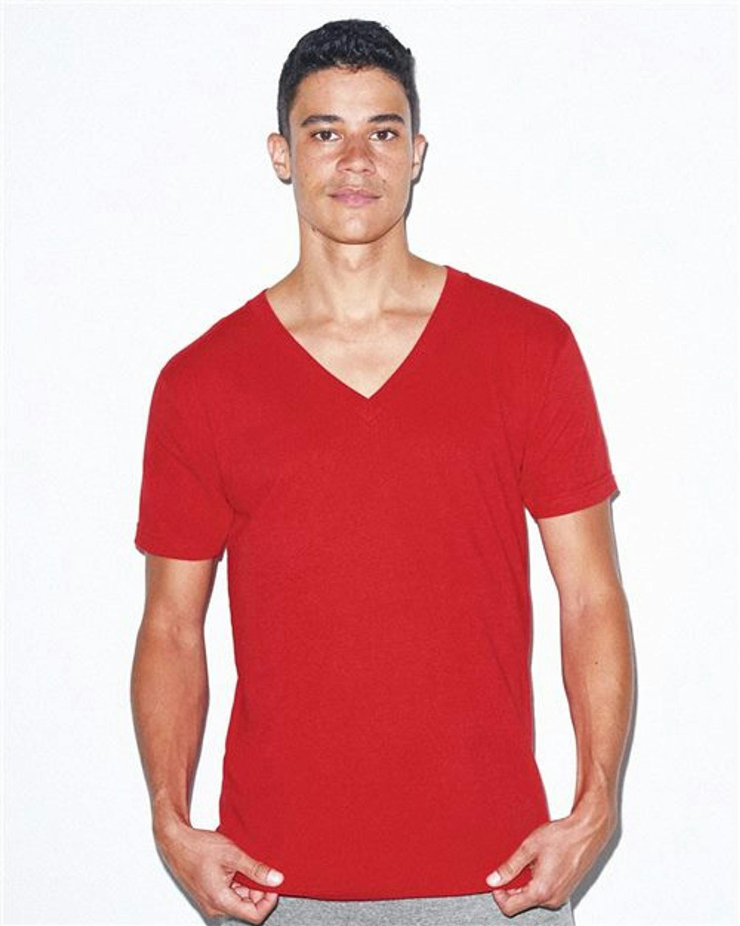 USA-Made Fine Jersey V-Neck Tee