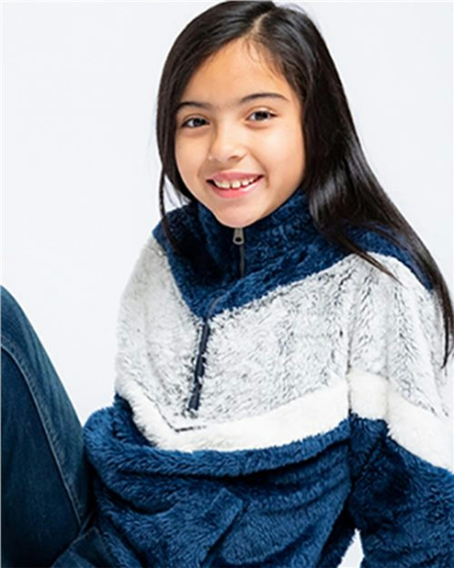 Girls' Chevron Fuzzy Fleece Pullover