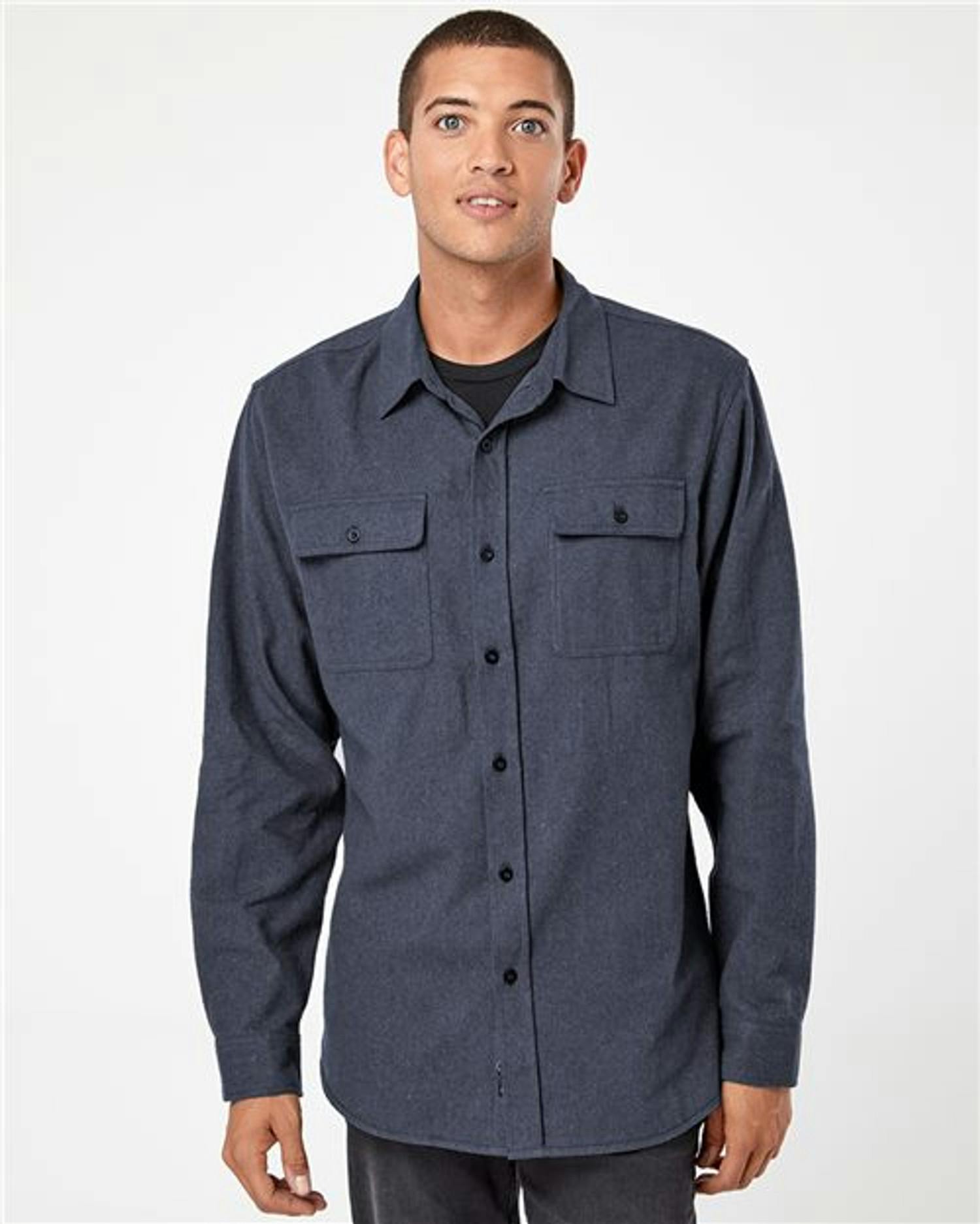 Solid Long Sleeve Flannel Shirt