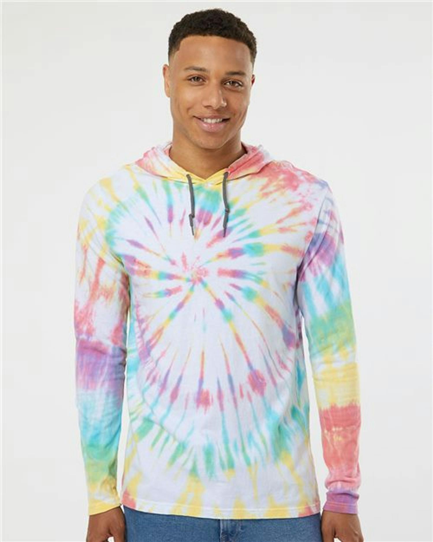 Tie-Dyed Long Sleeve Hooded T-Shirt