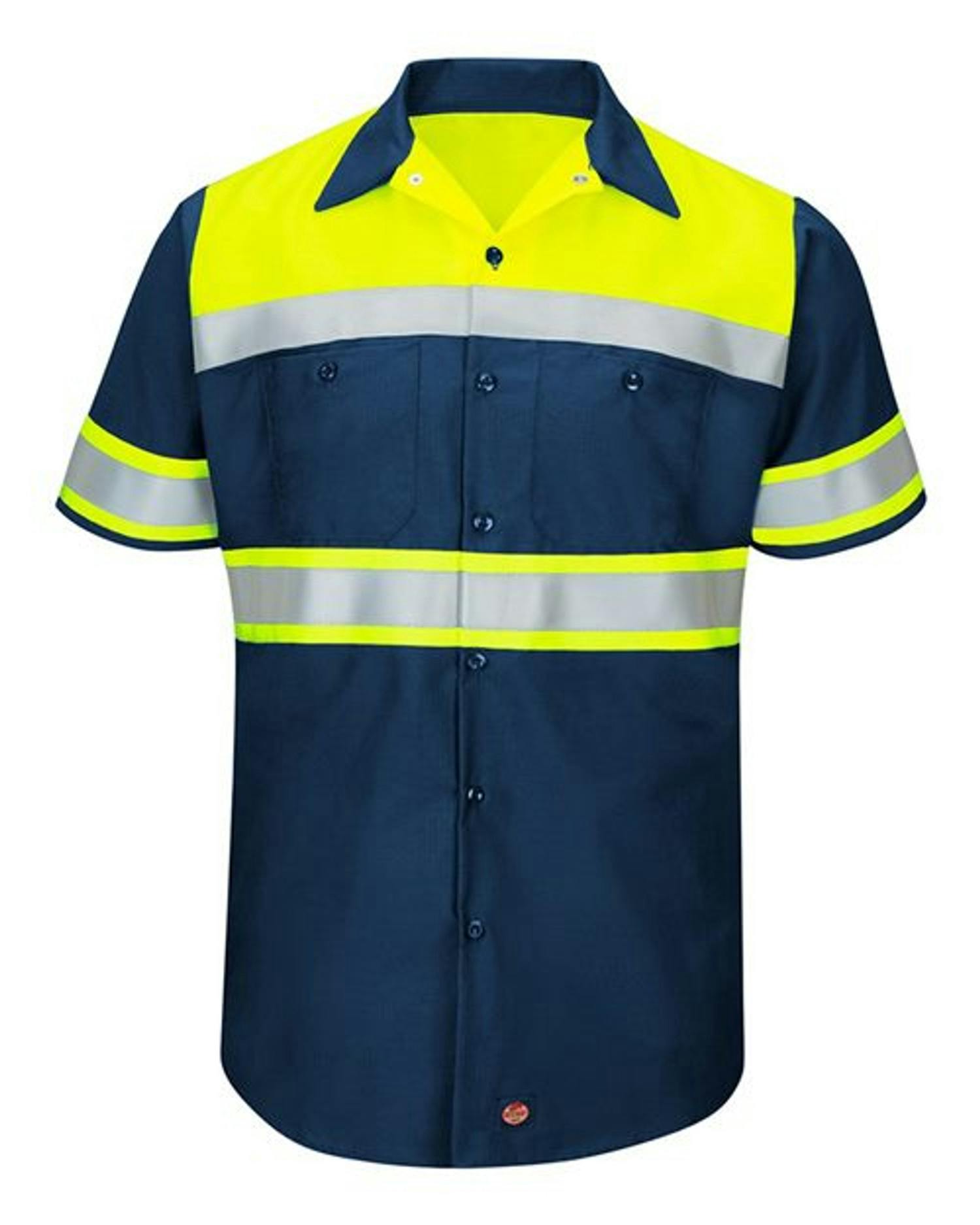 Hi-Visibility Colorblock Ripstop Short Sleeve Work Shirt - Tall Sizes