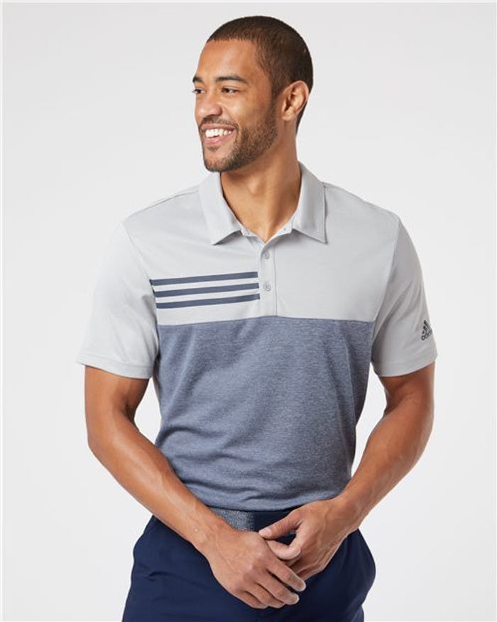 Heathered Colorblocked 3-Stripes Polo [A508]