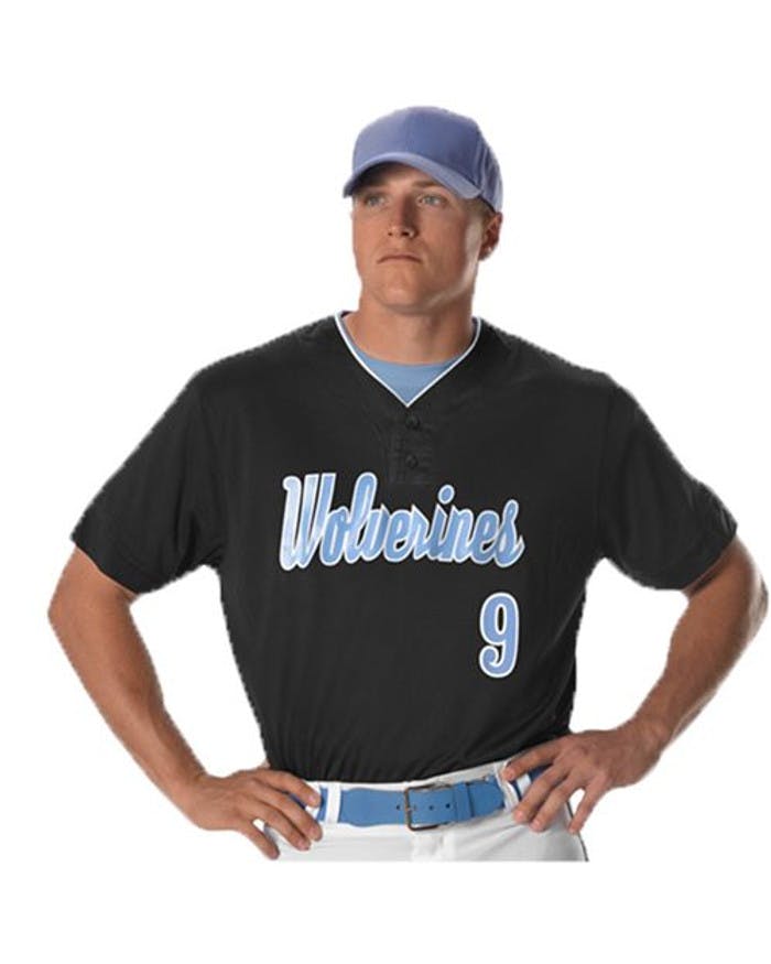 Two Button Mesh Baseball Jersey With Piping [52MTHJ]